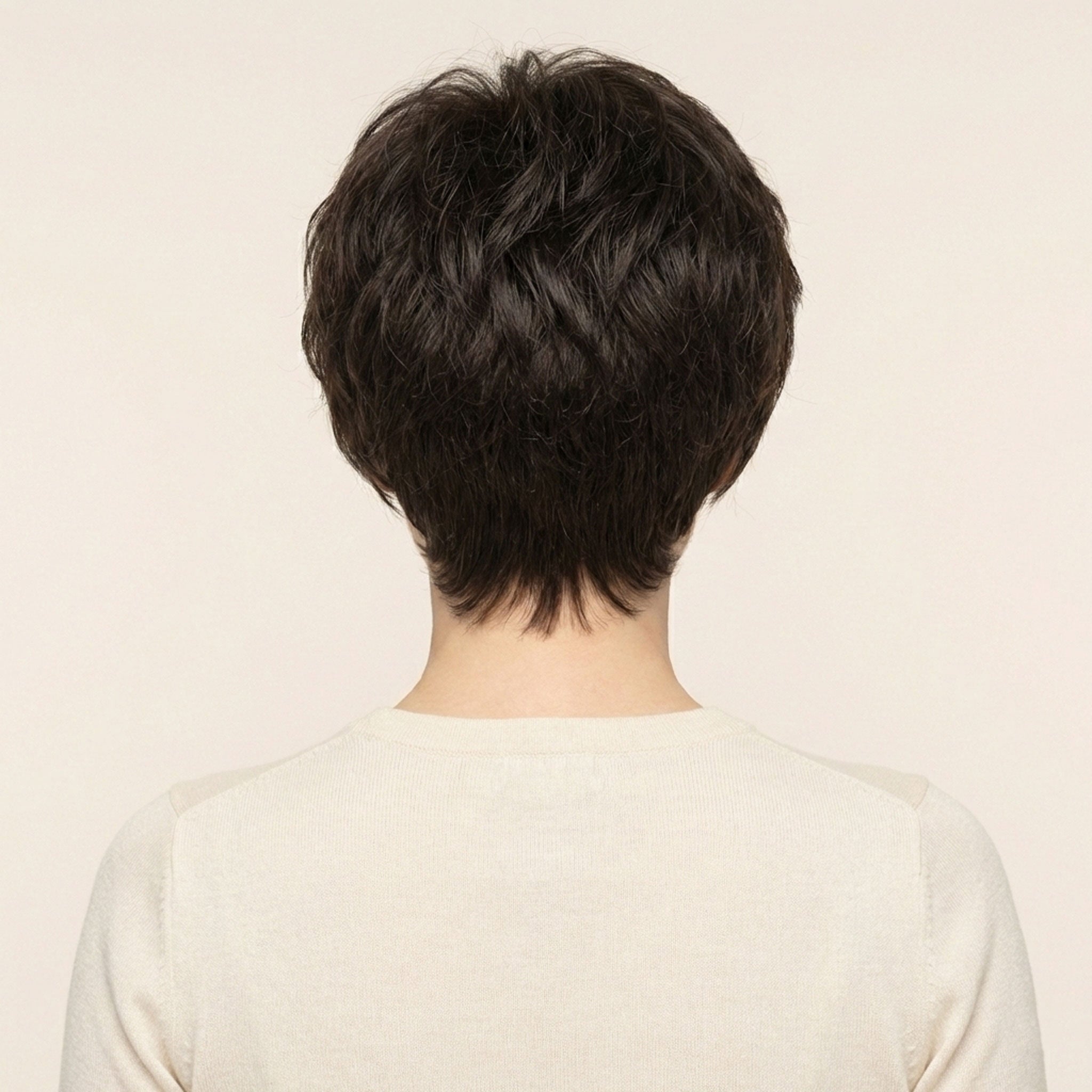 Perruque Semi naturelle Brune Carré Court - Zelda - dos