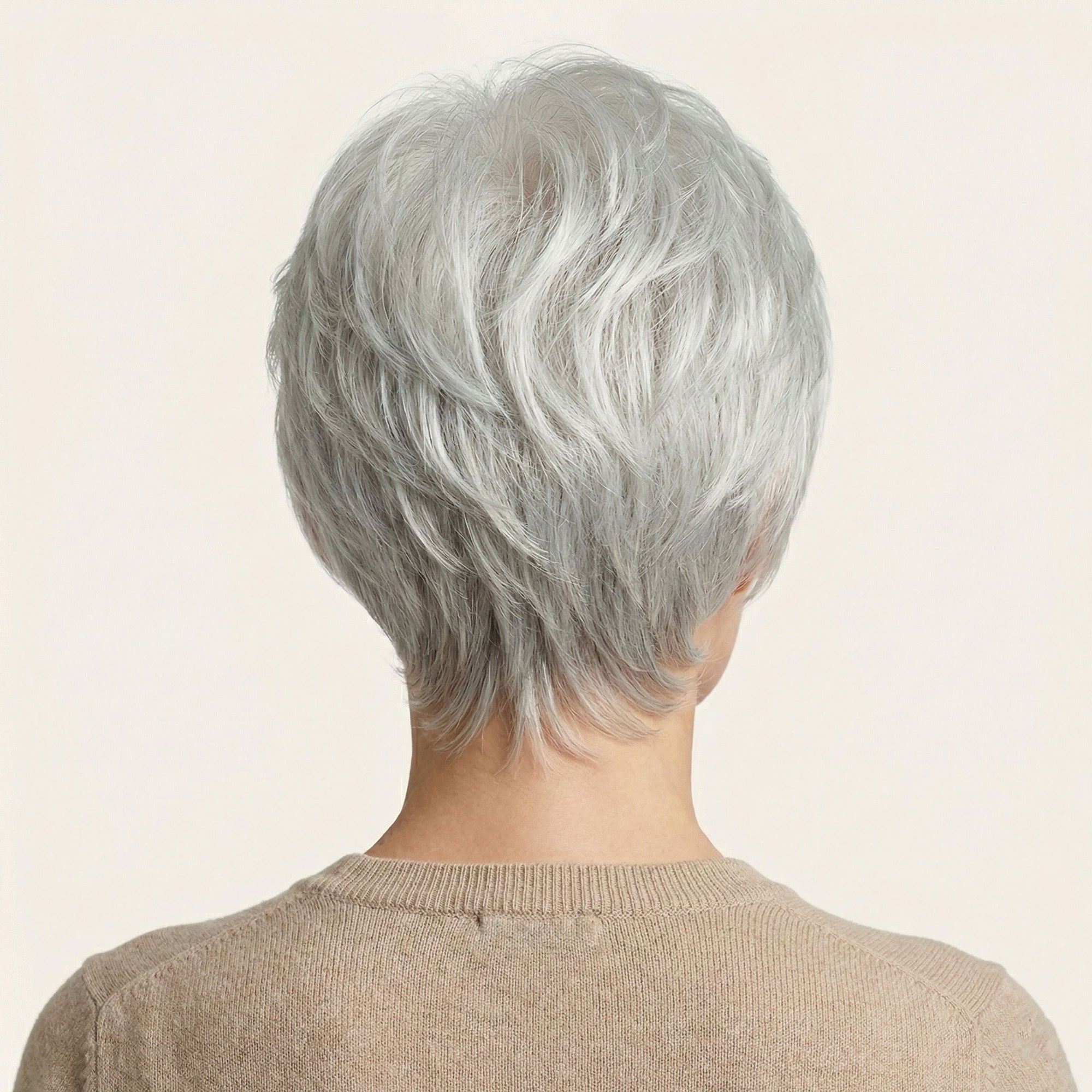 Perruque Semi naturelle Grise Courte - Clara - dos