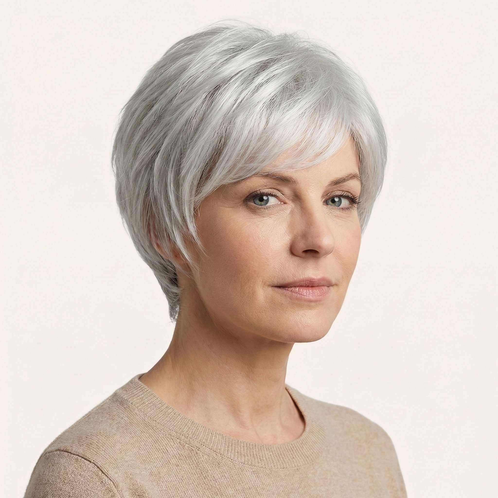 Perruque Semi naturelle Grise Courte - Clara