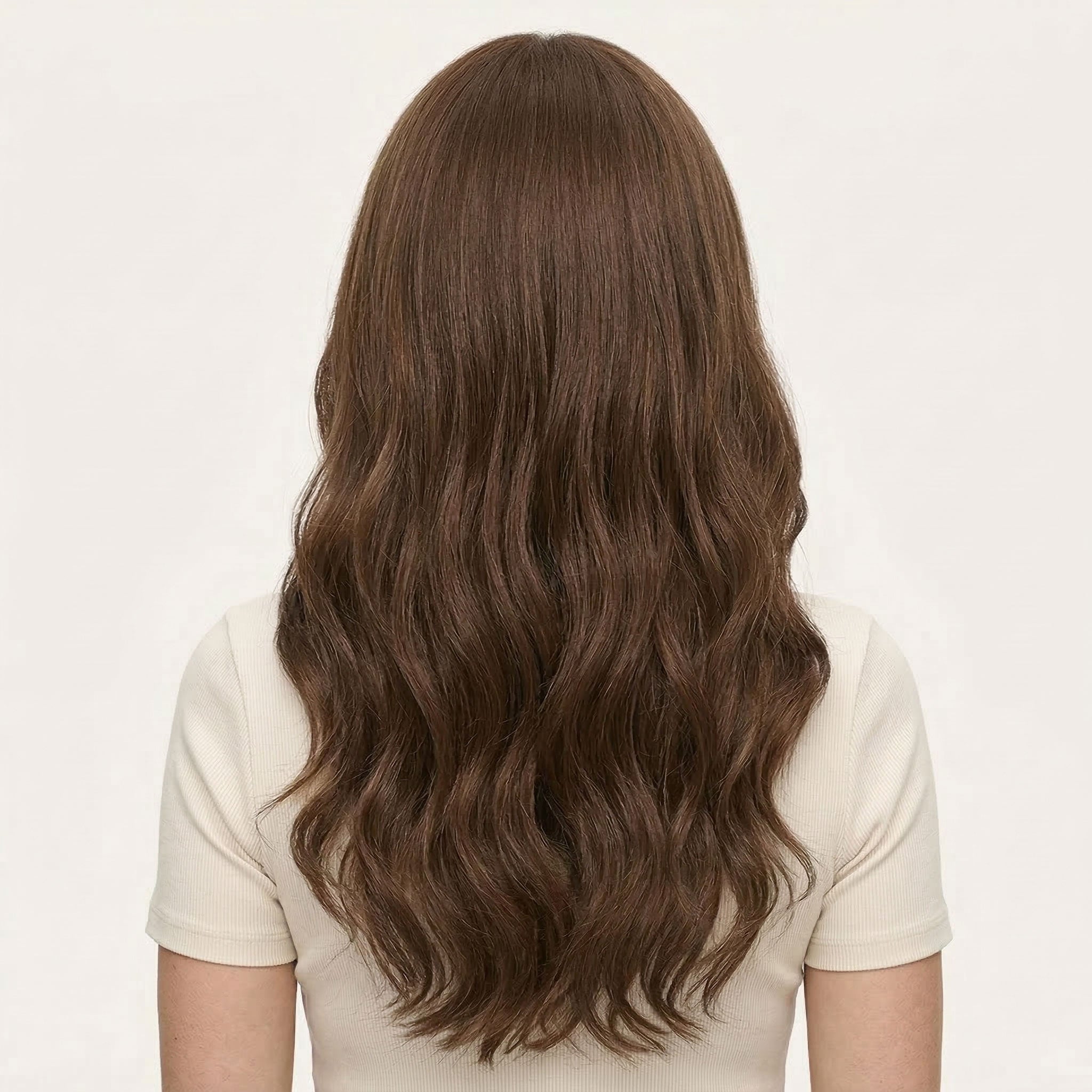 Perruque Synthétique Avec Bandeau Brune Longue Ondulée - Inès - dos