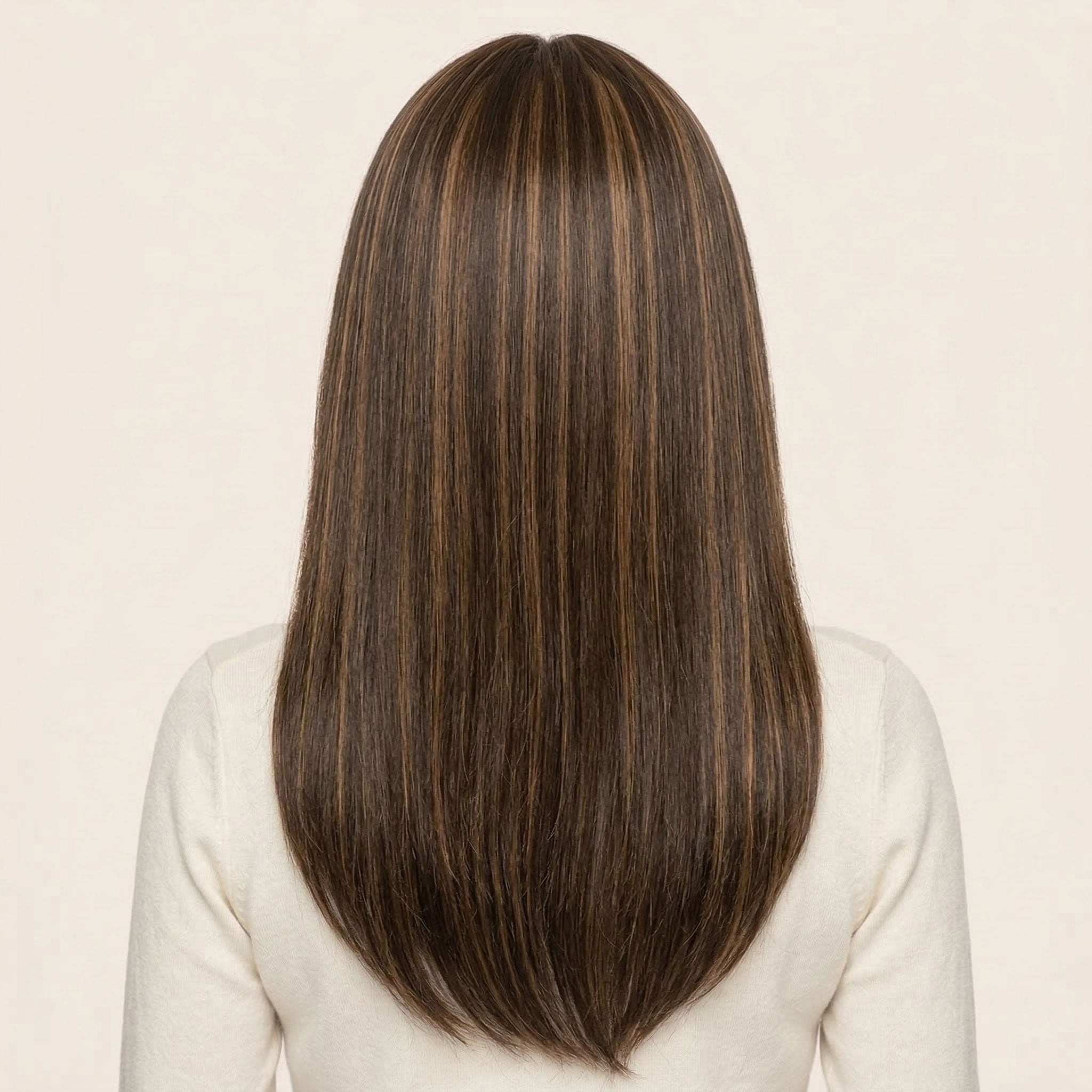 Perruque Synthétique Avec Bandeau Brune Longue  - Selena - dos