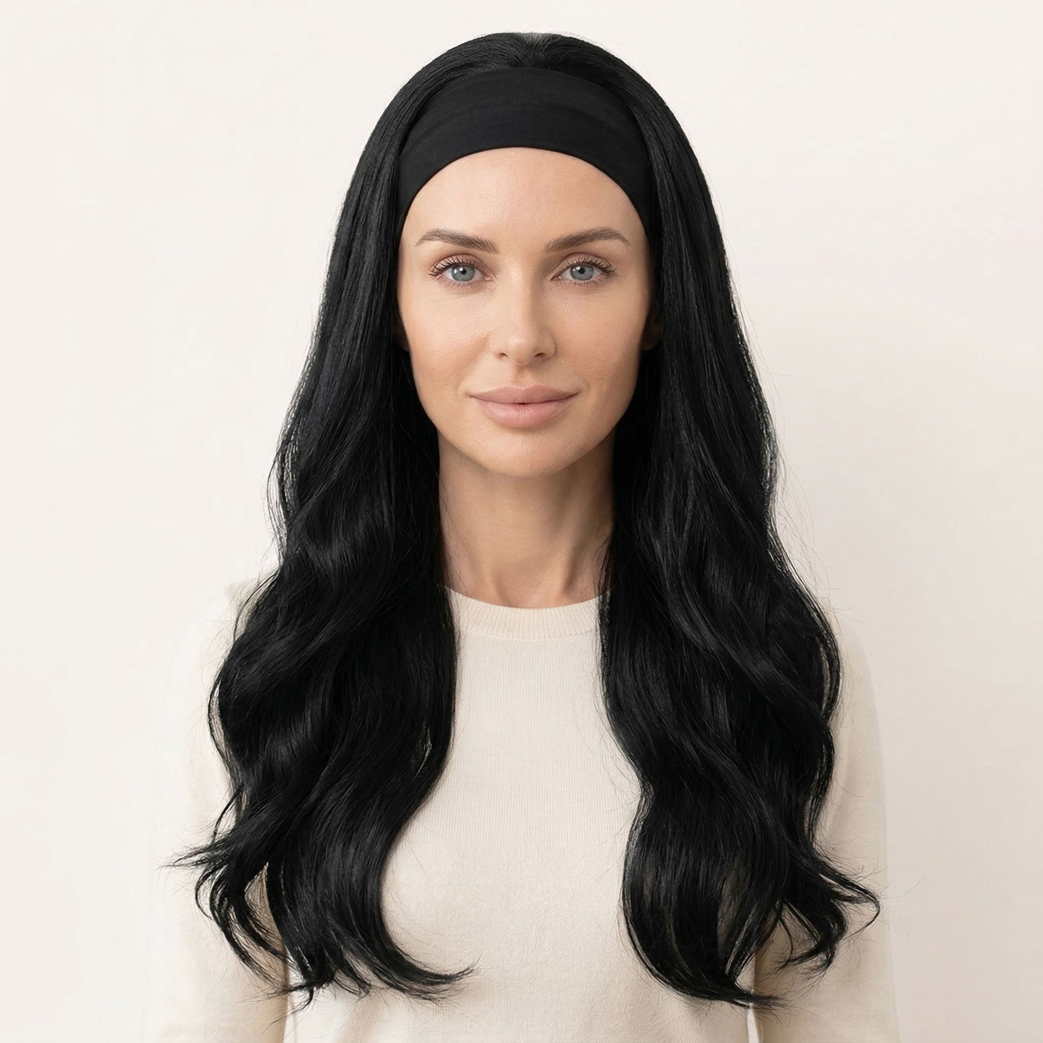 Perruque Synthétique Avec Bandeau Noire Longue - Jade