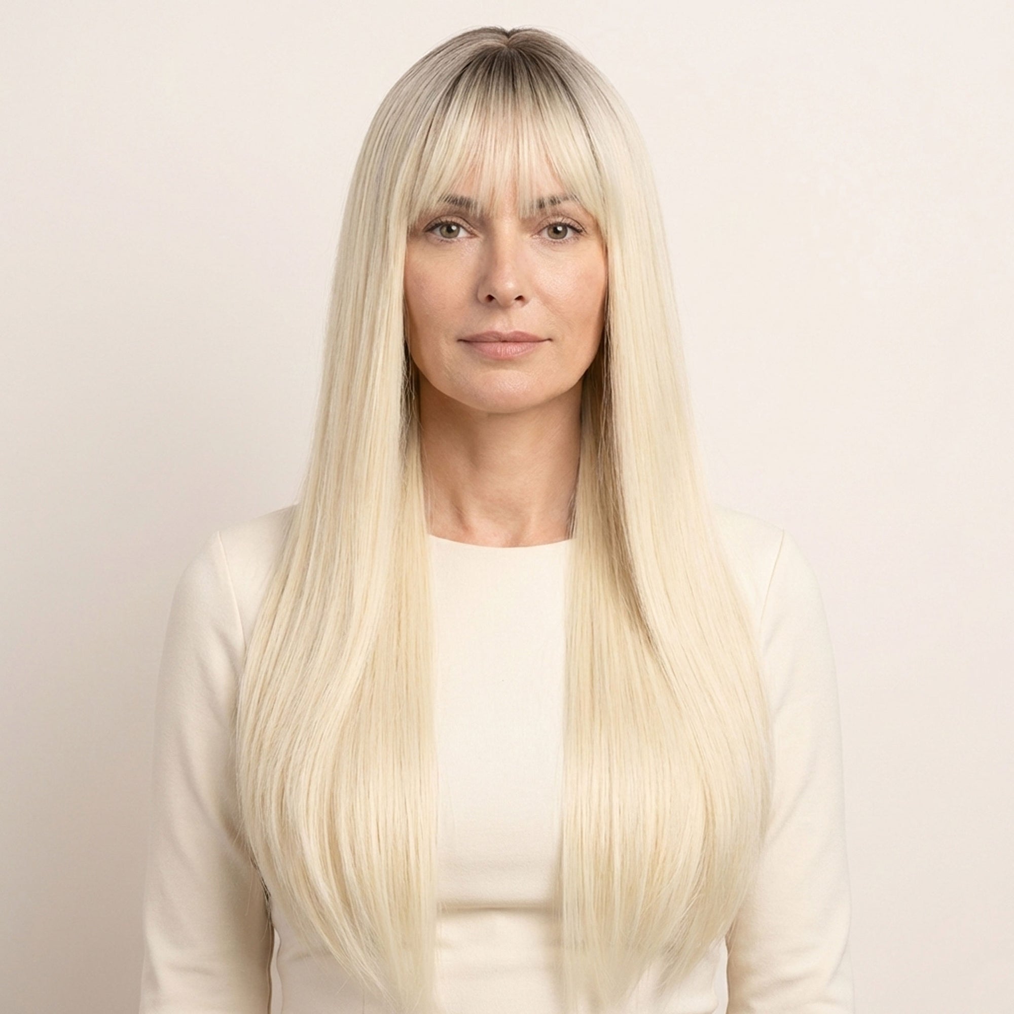 Perruque Synthétique Blonde A Frange Longue - Quitterie