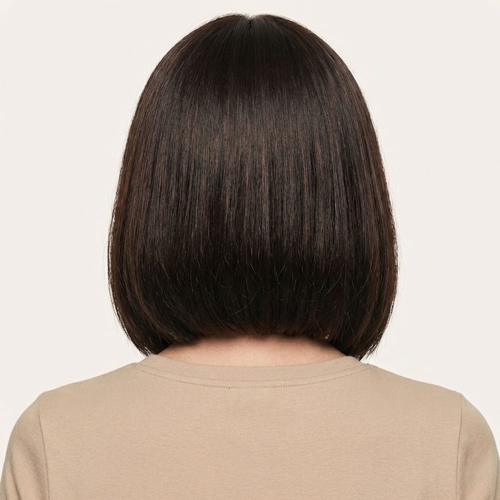 Perruque Synthétique Brune A Frange Mi-Longue - Karima - dos
