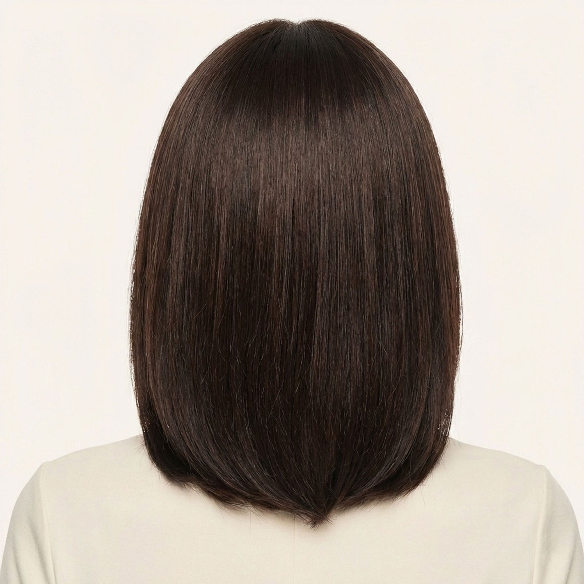 Perruque Synthétique Brune A Frange Mi-Longue - Valérie - dos