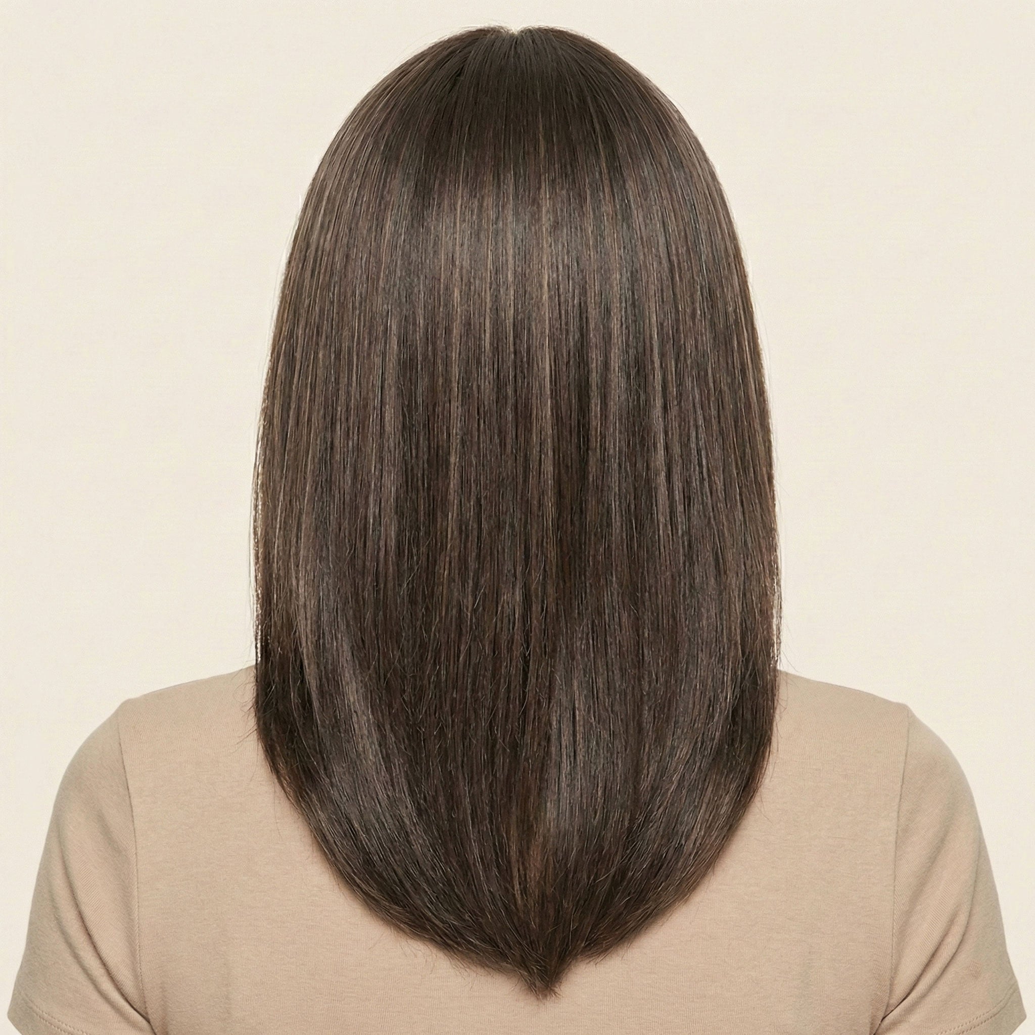 Perruque Synthétique Brune Carré Long - Julie - dos