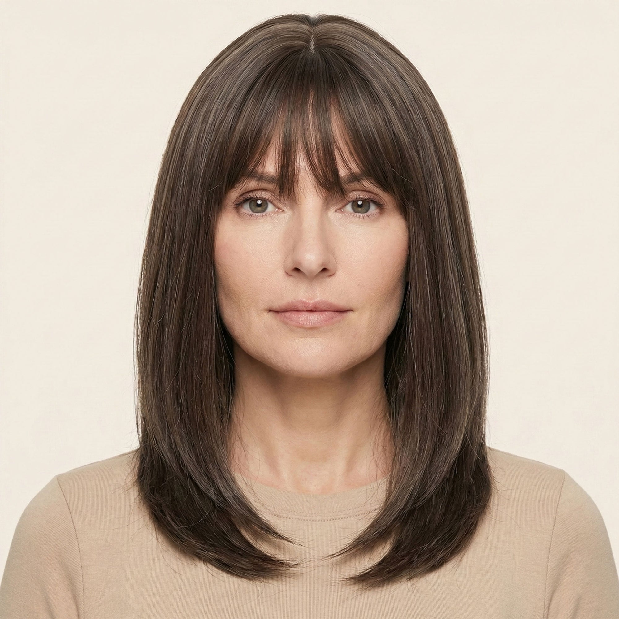 Perruque Synthétique Brune Carré Long - Julie