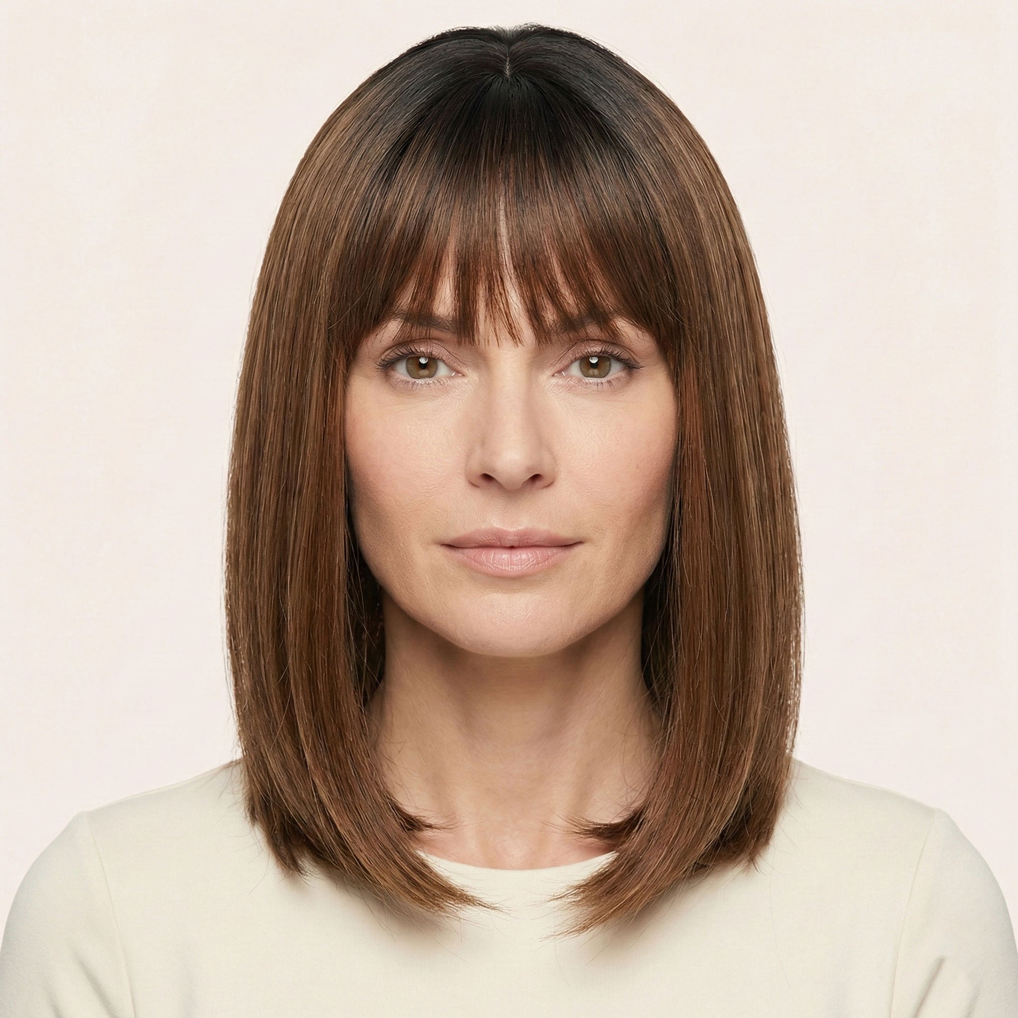 Perruque Synthétique Brune Carré Long - Lysandra