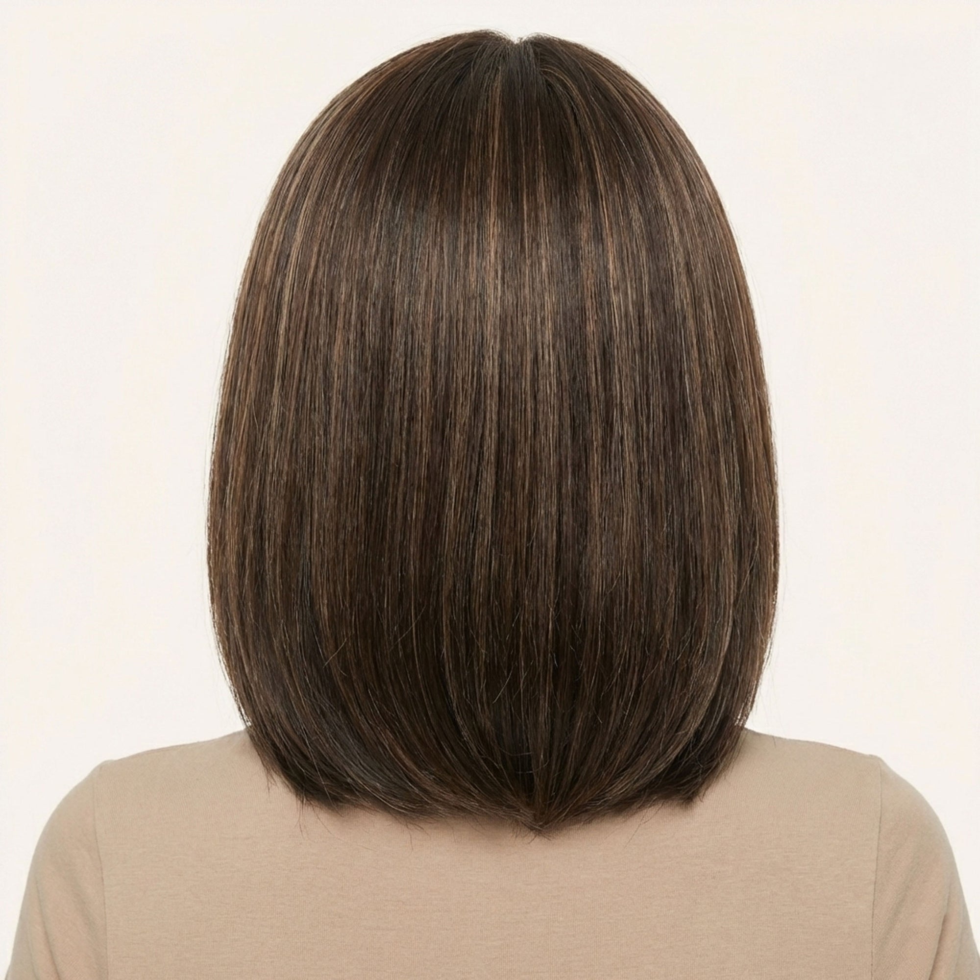 Perruque Synthétique Brune Carré Mi-Long - Bérénice - dos