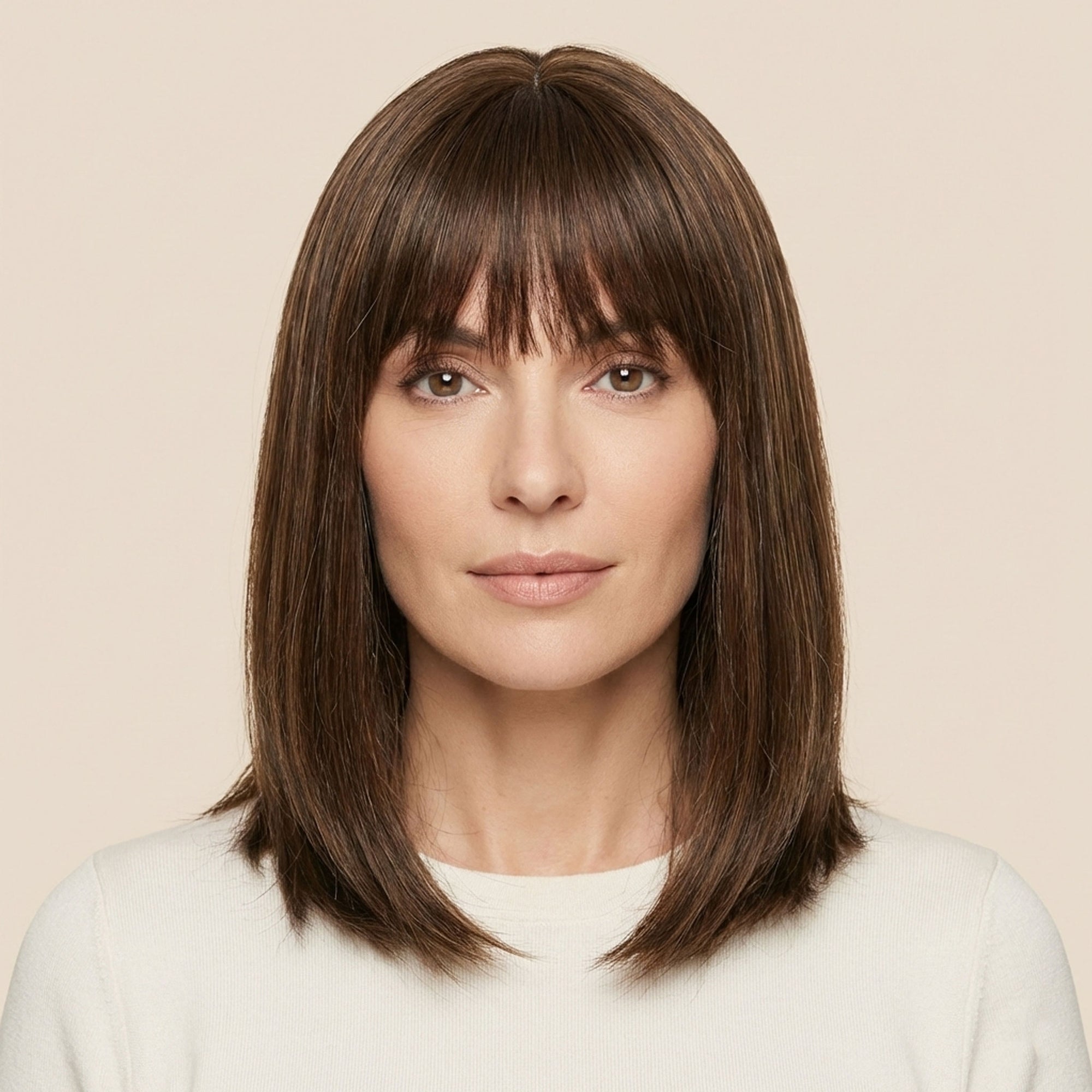 Perruque Synthétique Brune Carré Mi-Long - Justine