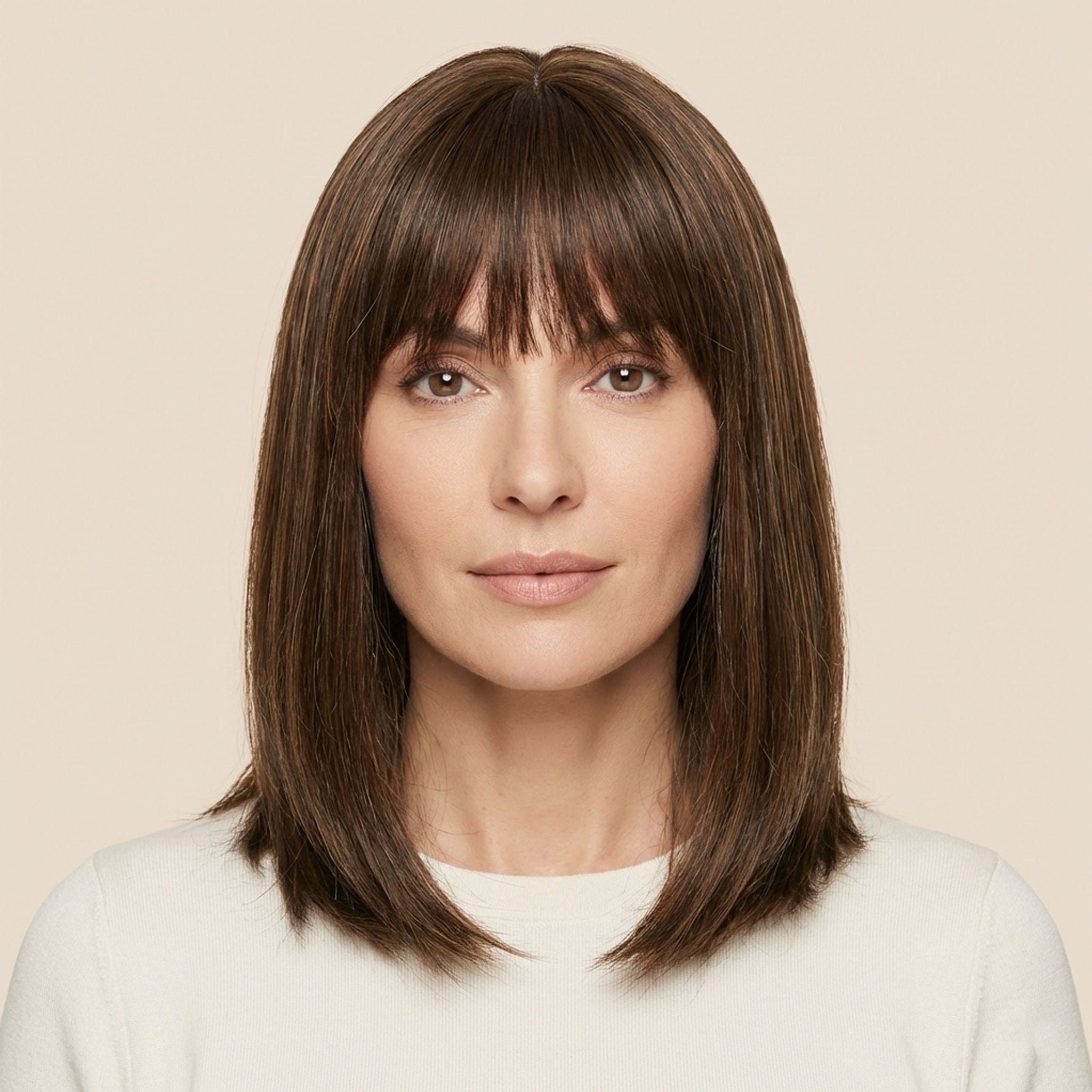 Perruque Synthétique Brune Carré Mi-Long - Justine