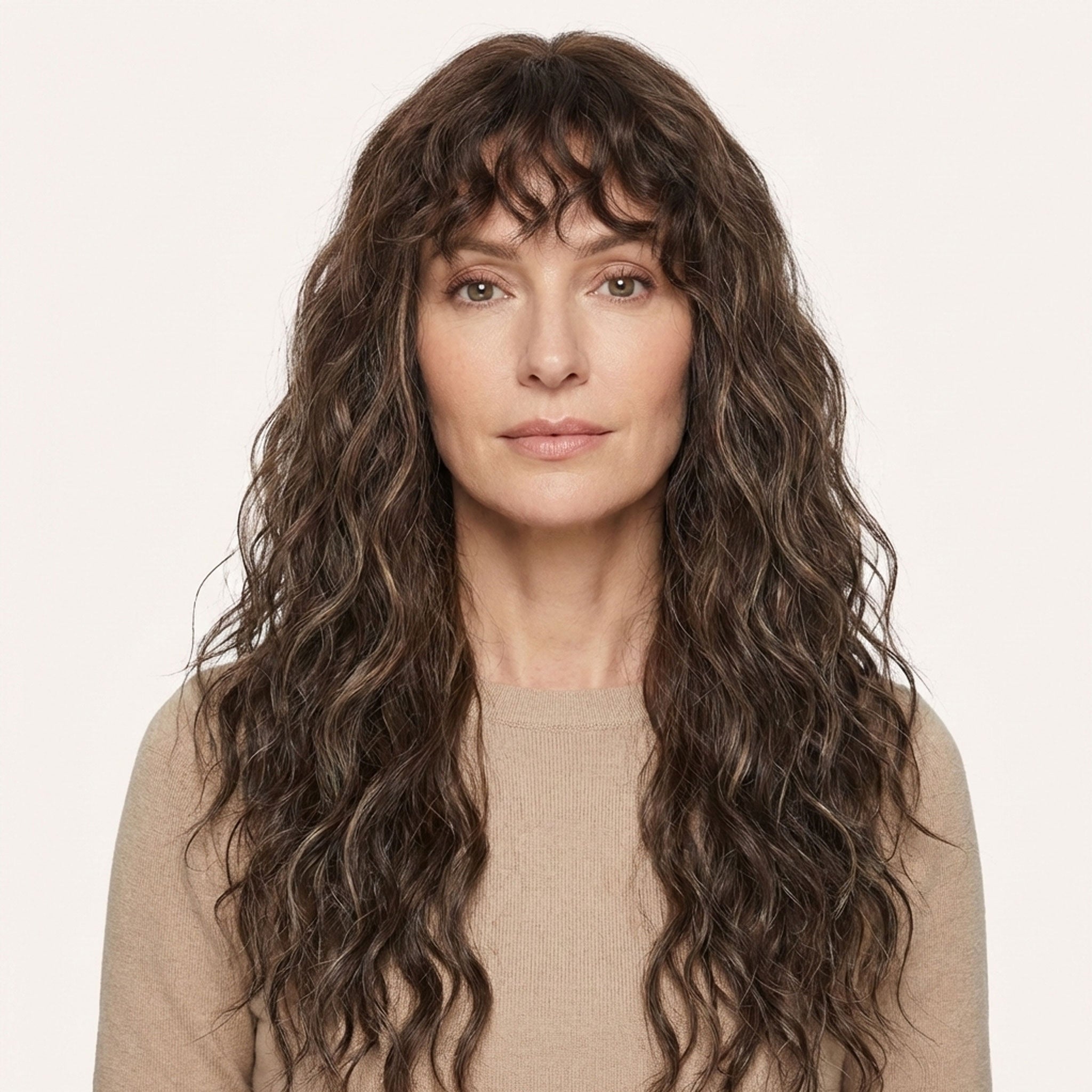 Perruque Synthétique Brune Claire Bouclée Longue - Stéphanie