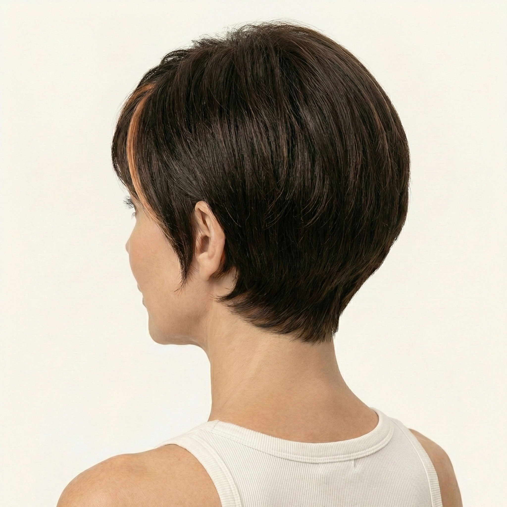 Perruque Synthétique Brune Courte - Héloïse - dos