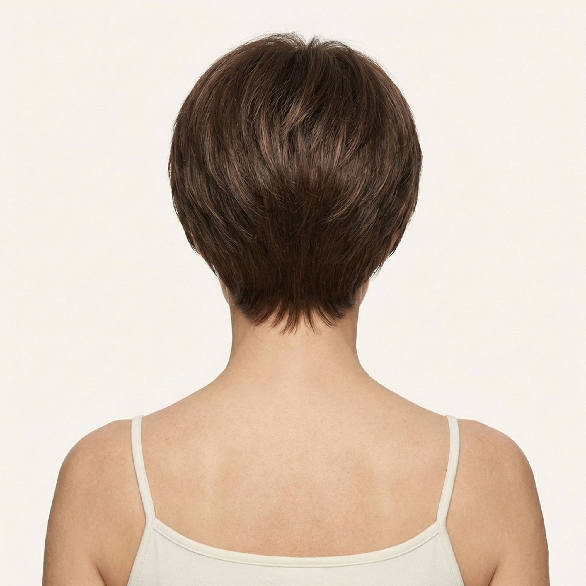 Perruque Synthétique Brune Courte - Thérèse - dos