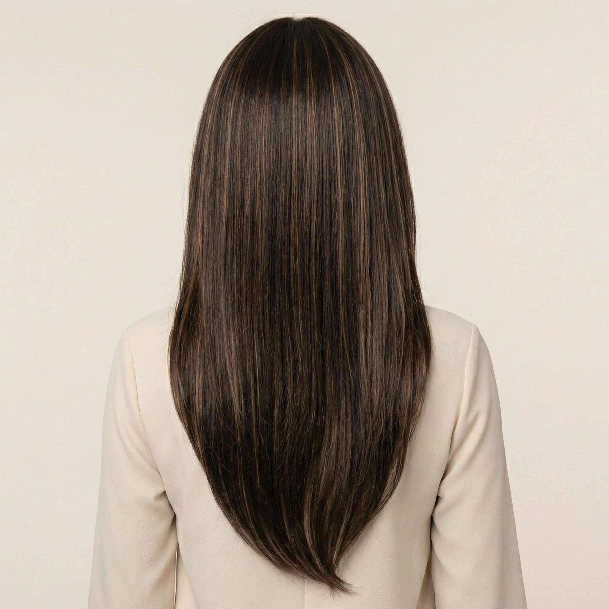 Perruque Synthétique Brune Longue - Nyssa - dos