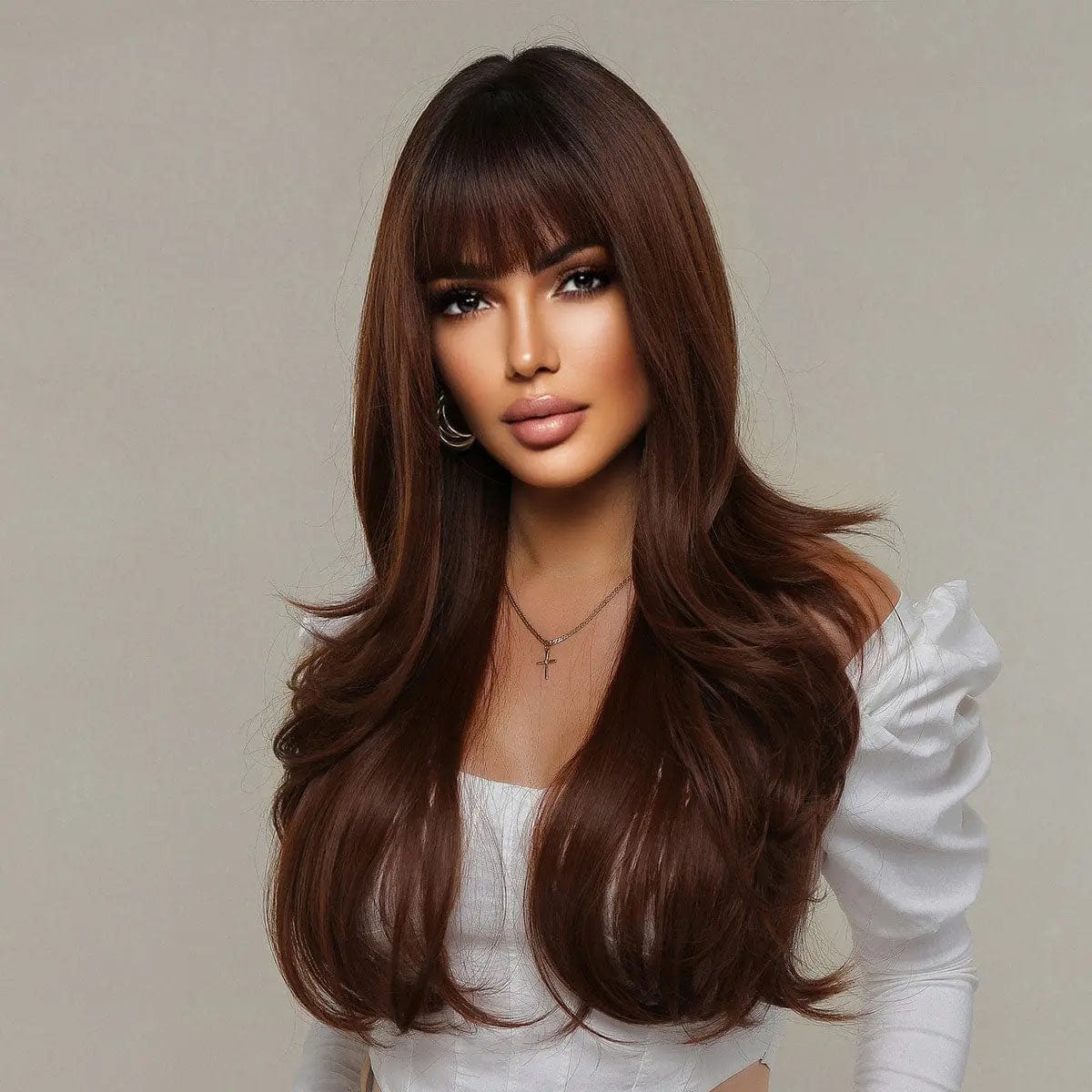 Perruque Synthétique Brune Longue - Perla - Perruque Femme