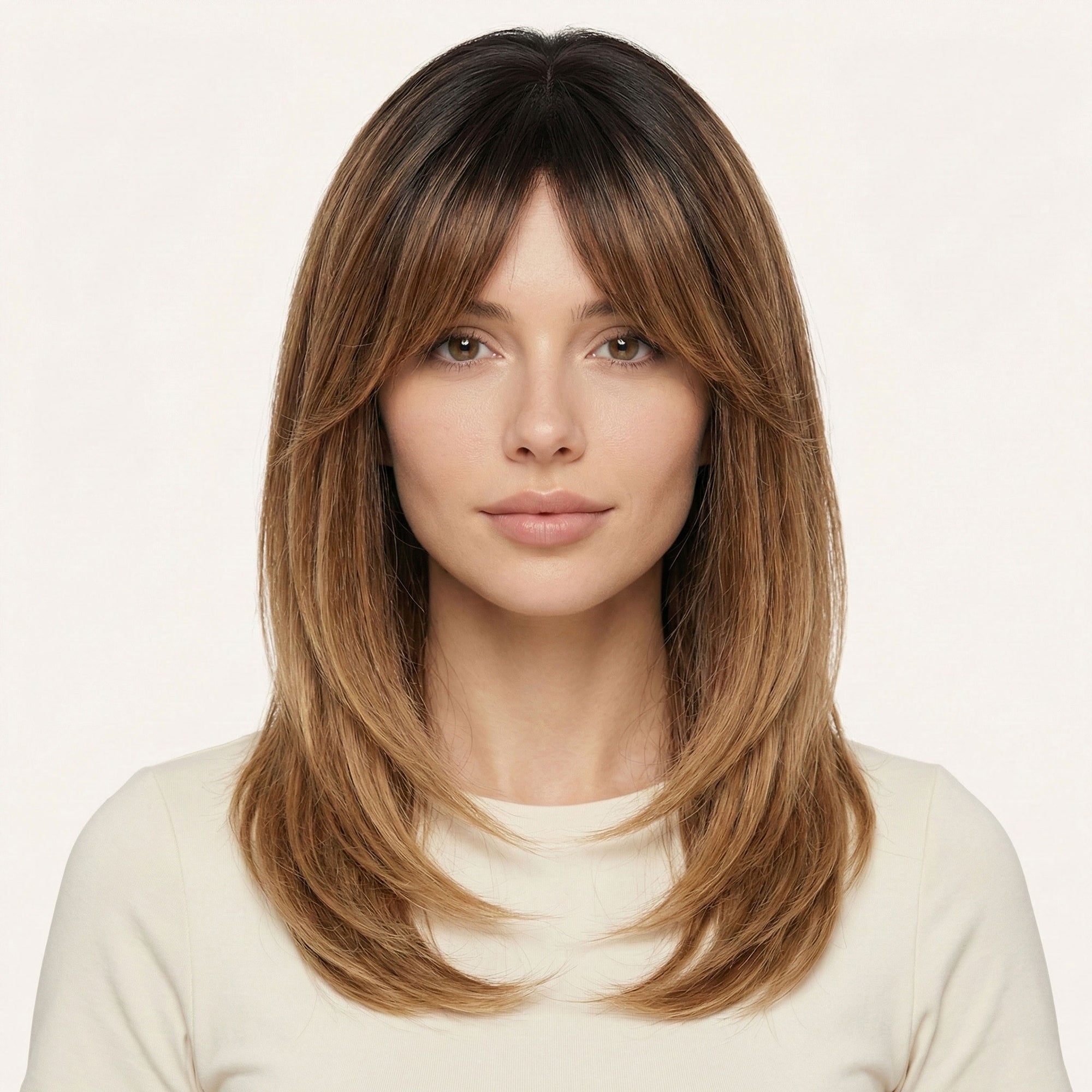 Perruque Synthétique Brune Mi-Longue - Delaney