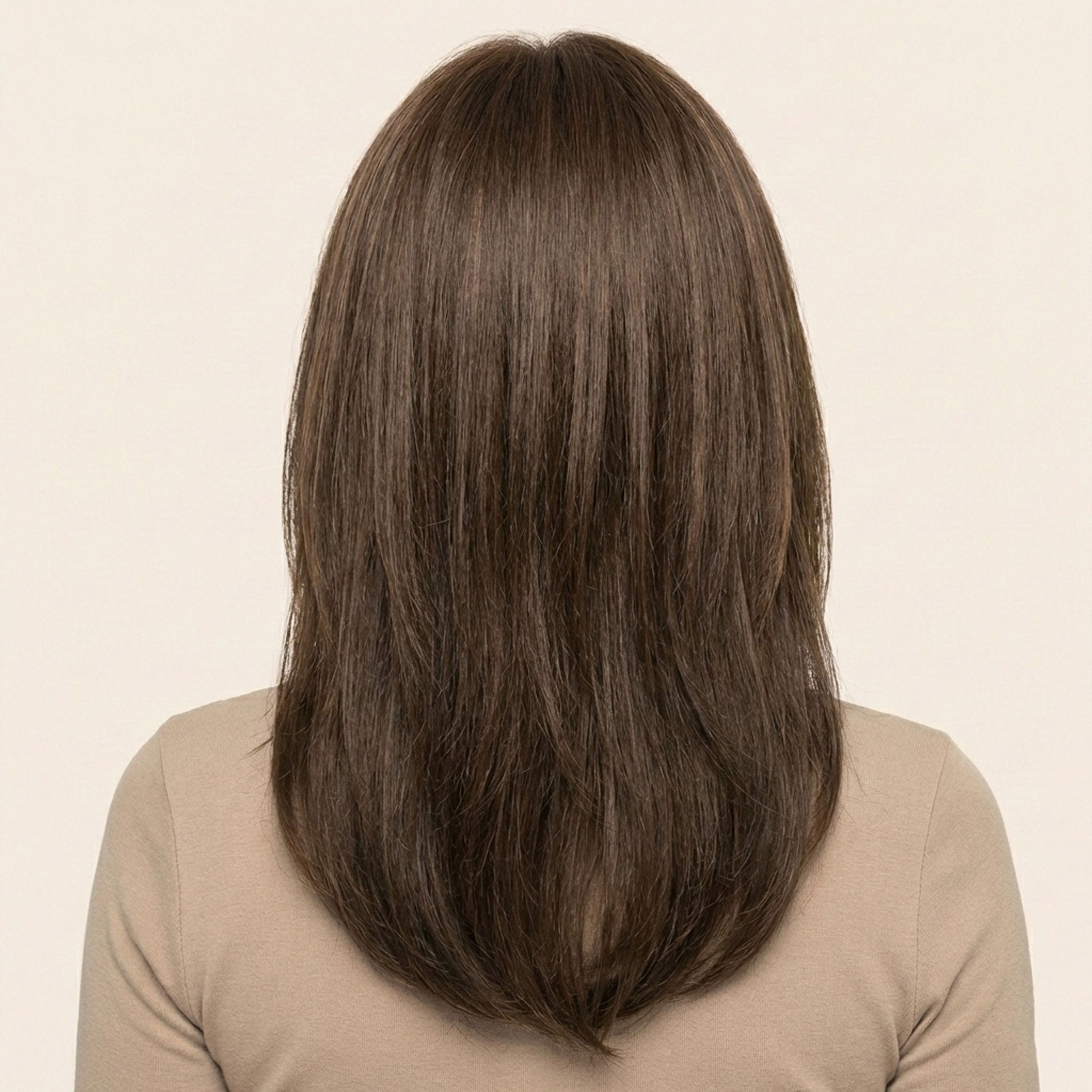 Perruque Synthétique Brune Mi-Longue - Patricia - dos