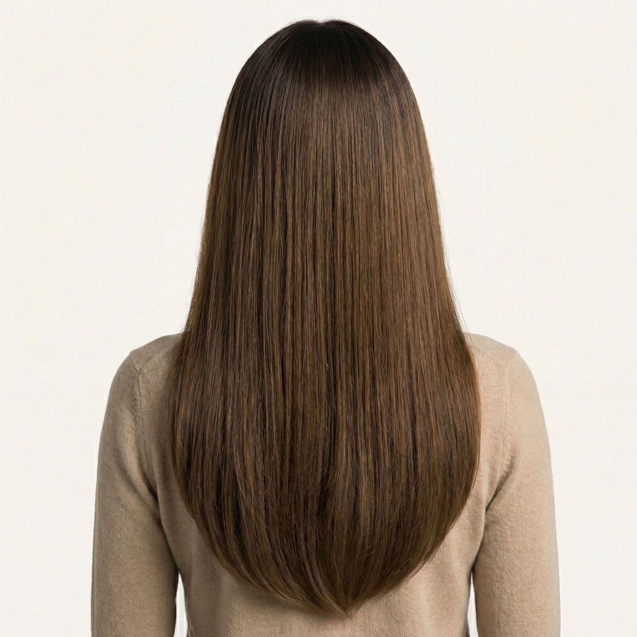 Perruque Synthétique Brune longue - Élise - dos