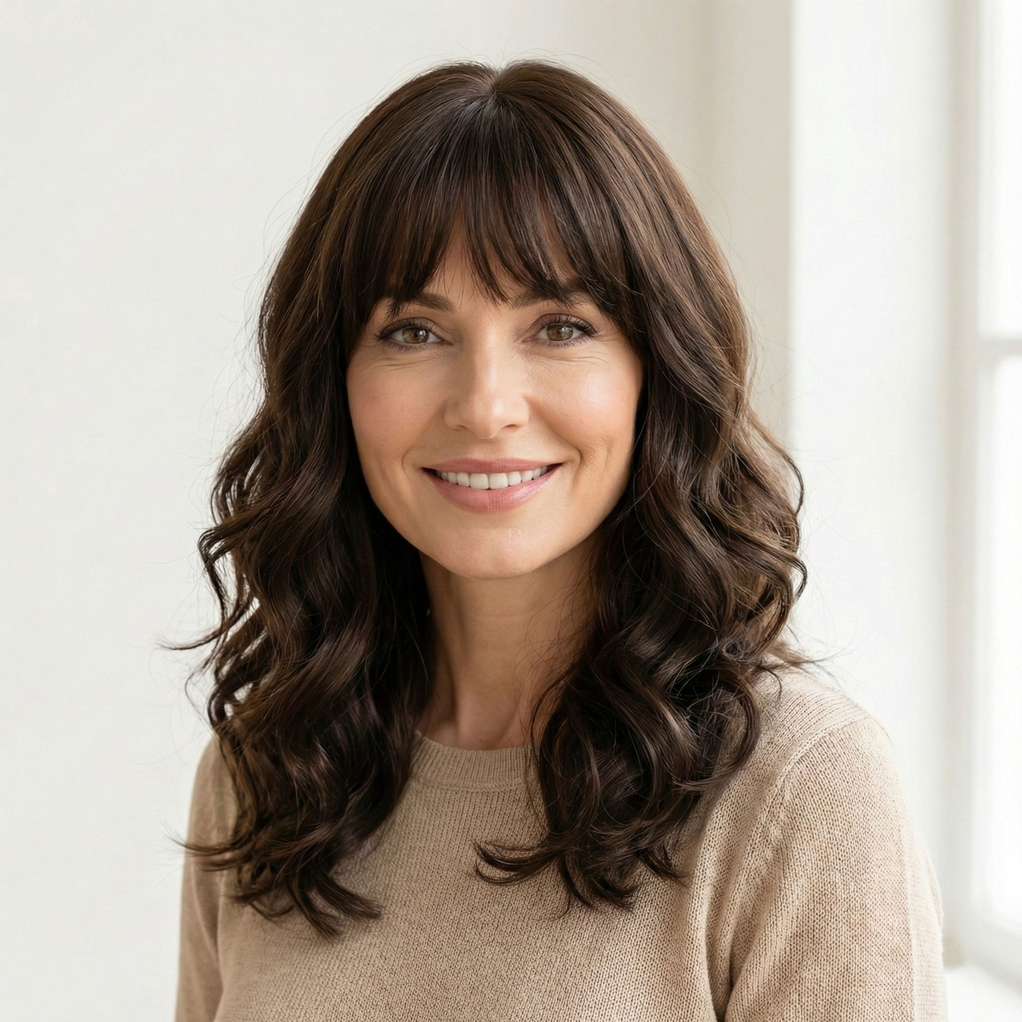 Perruque Synthétique Brune mi-longue - Marie