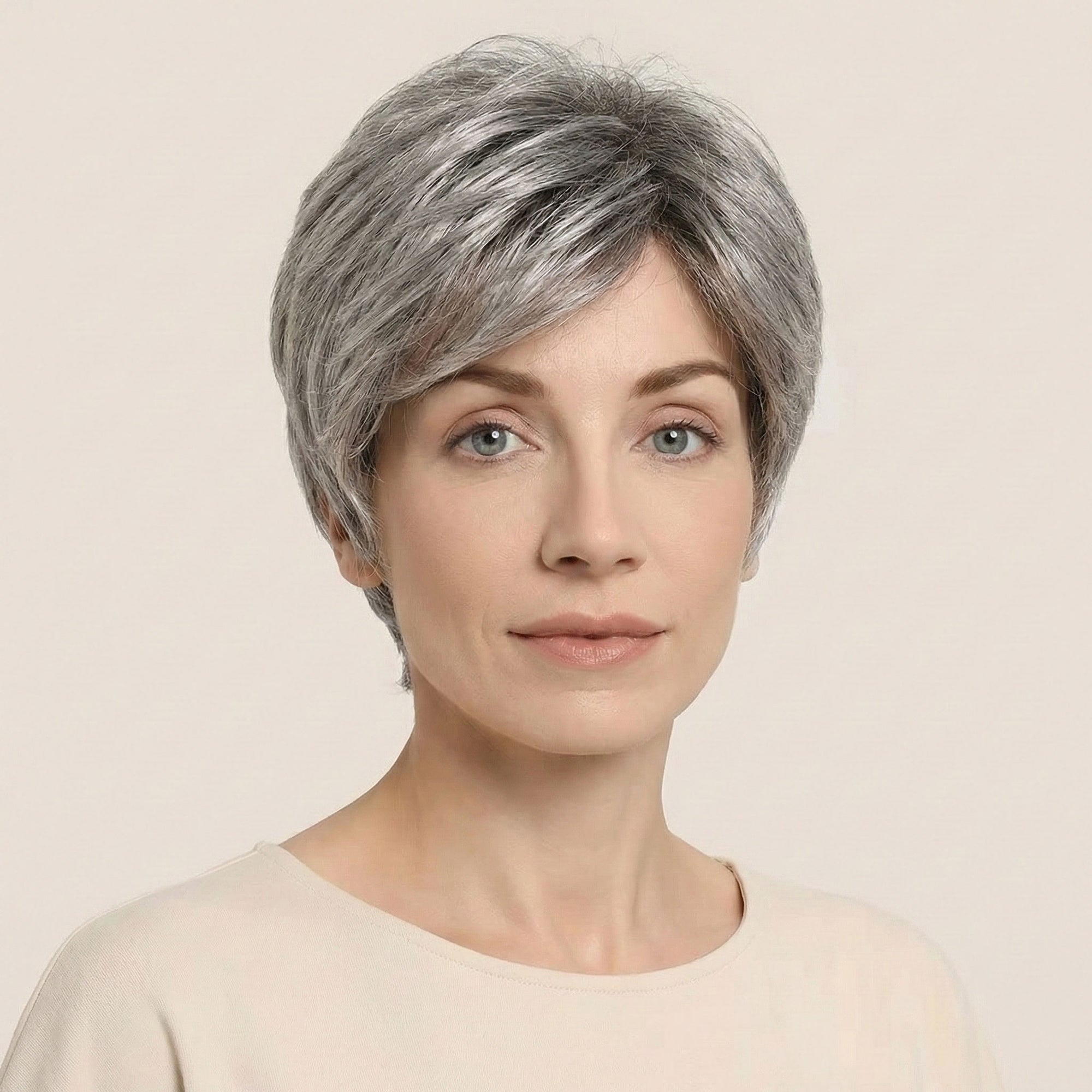 Perruque Synthétique Grise Coupe Courte - Yasmina