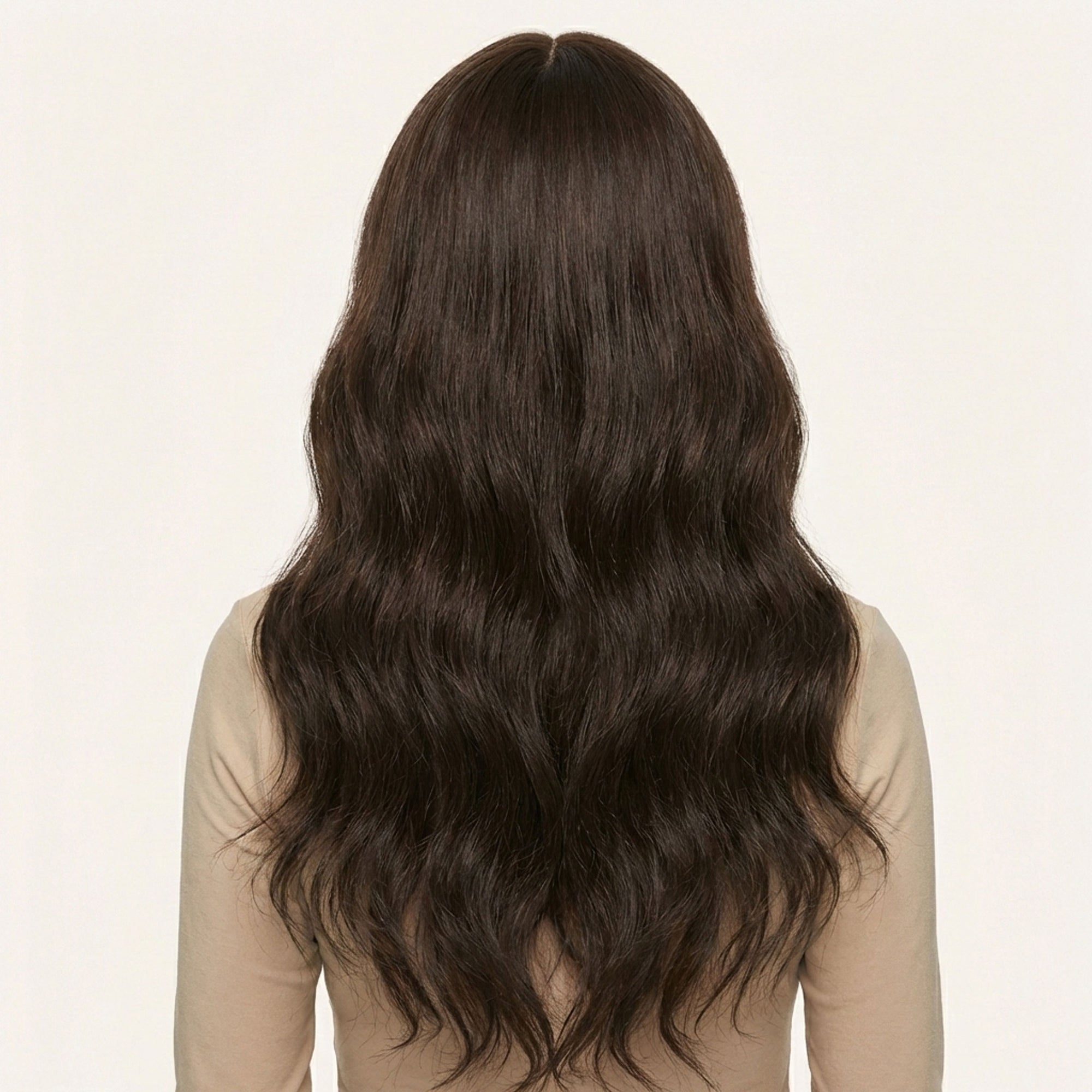 Perruque Synthétique Noire A Frange Longue - Nadia - dos