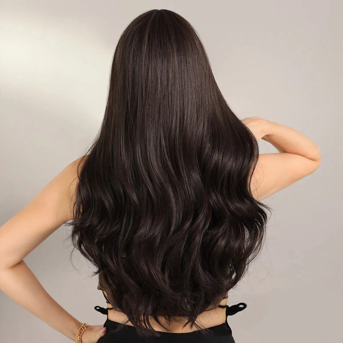 Perruque Synthétique Noire A Frange Longue - Nadia - Perruque Femme