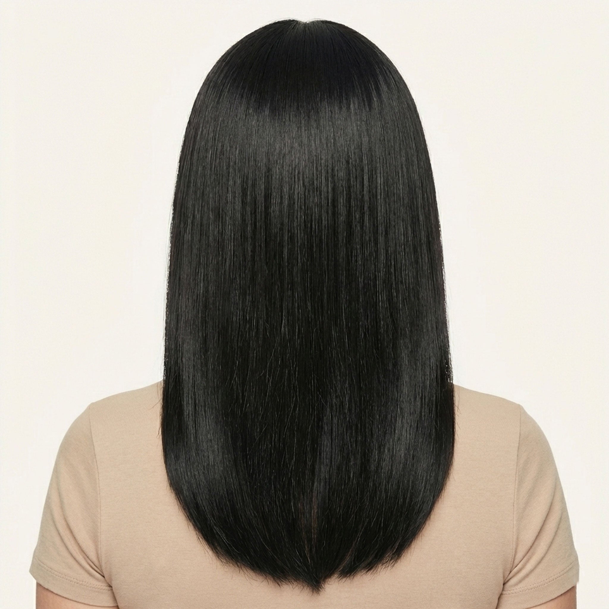 Perruque Synthétique Noire A Frange Mi-Longue - Xavière - dos