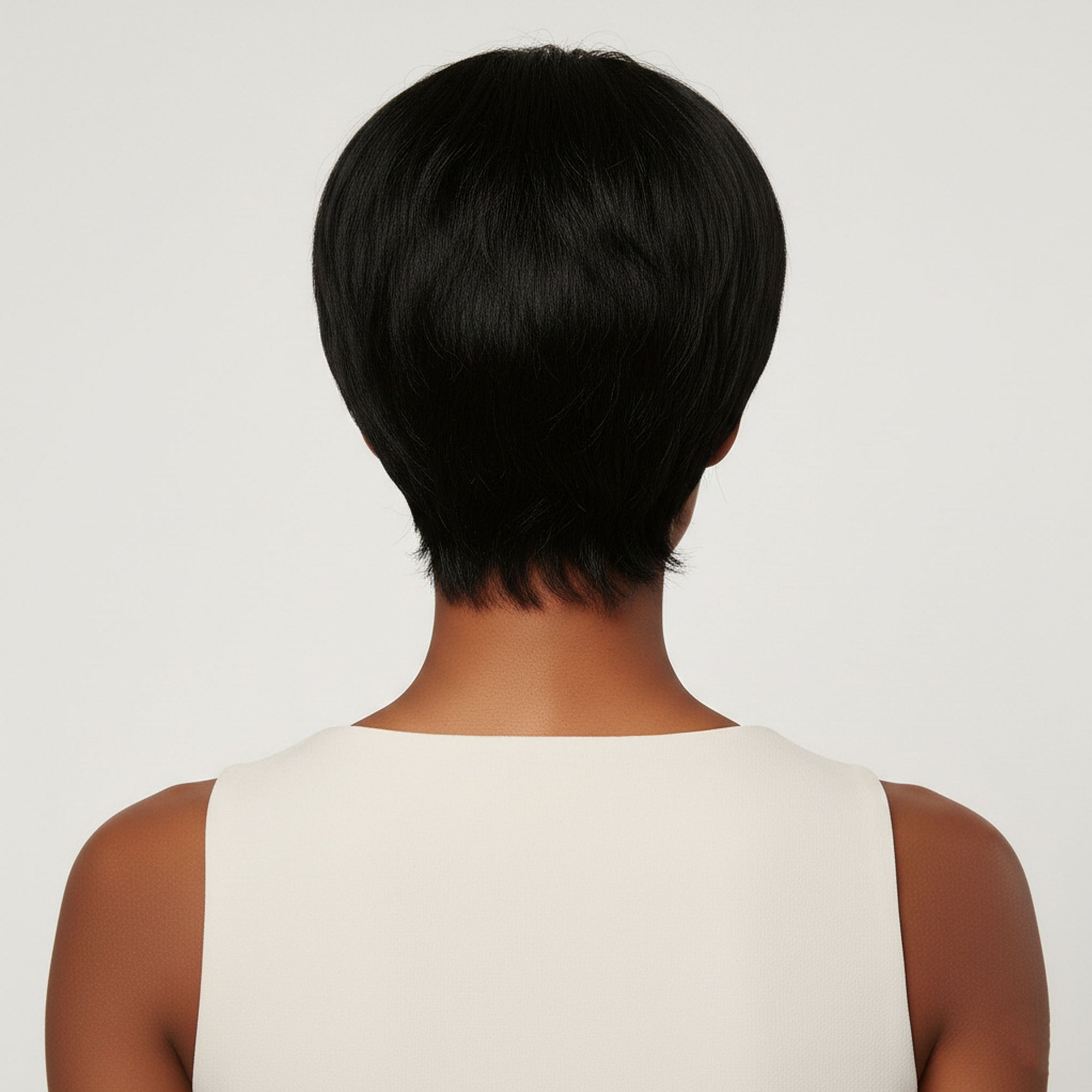 Perruque Synthétique Noire Courte - Sabrina - dos