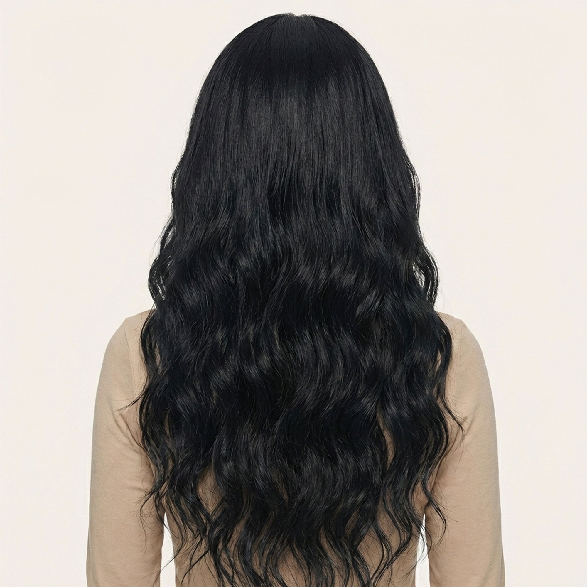 Perruque Synthétique Noire Longue - Audrey - dos