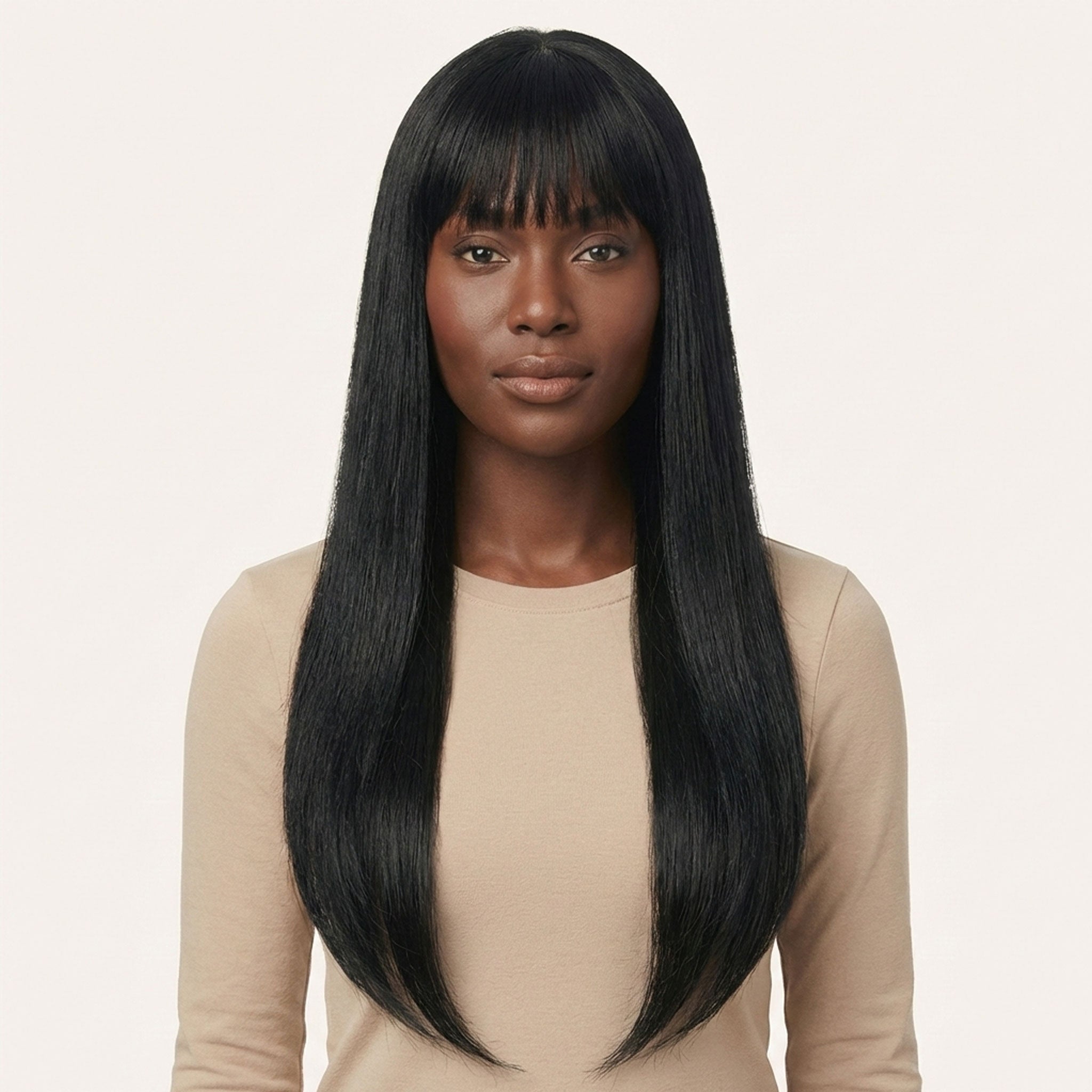 Perruque Synthétique Noire Longue - Émilie