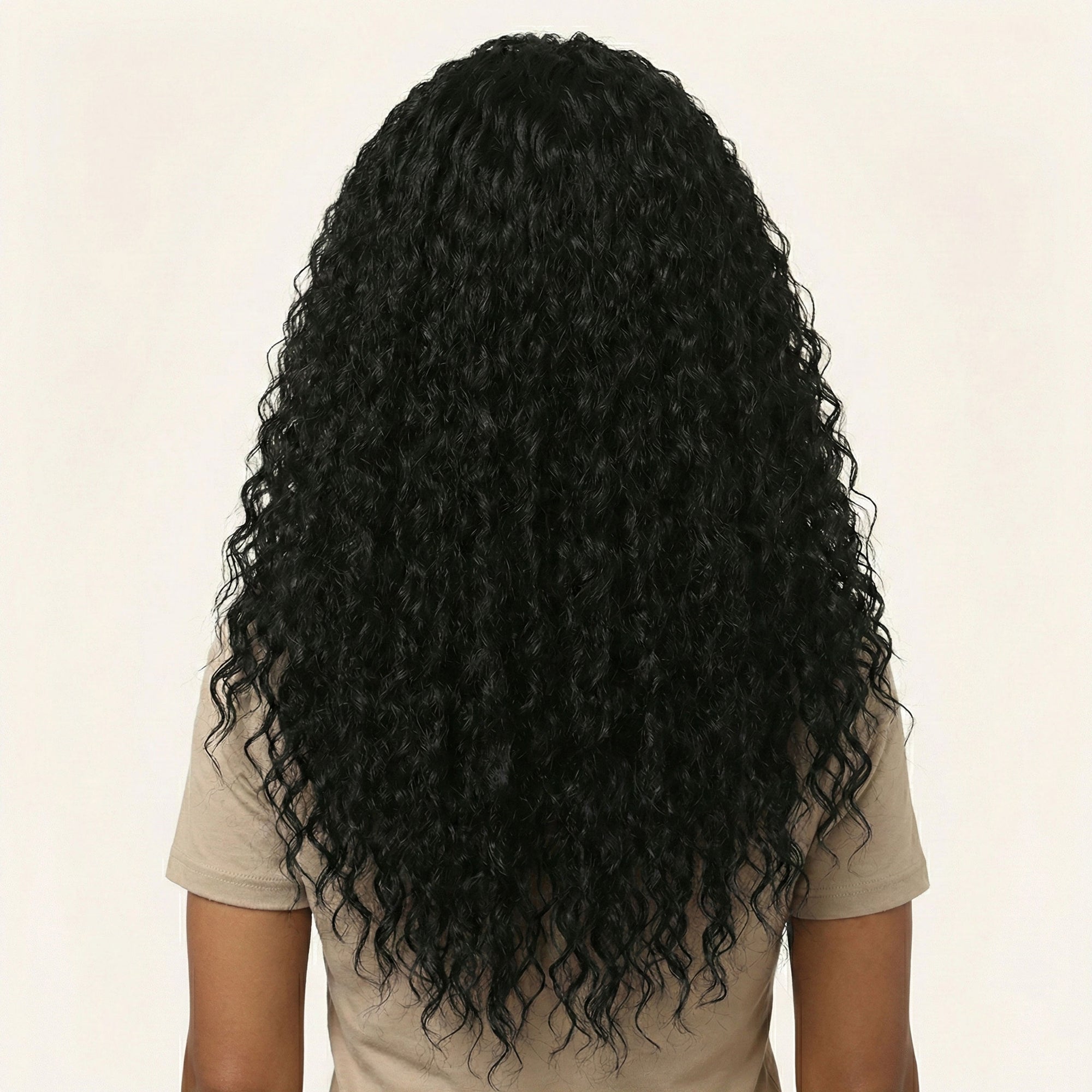 Perruque Synthétique Noire Longue - Seraphina - dos