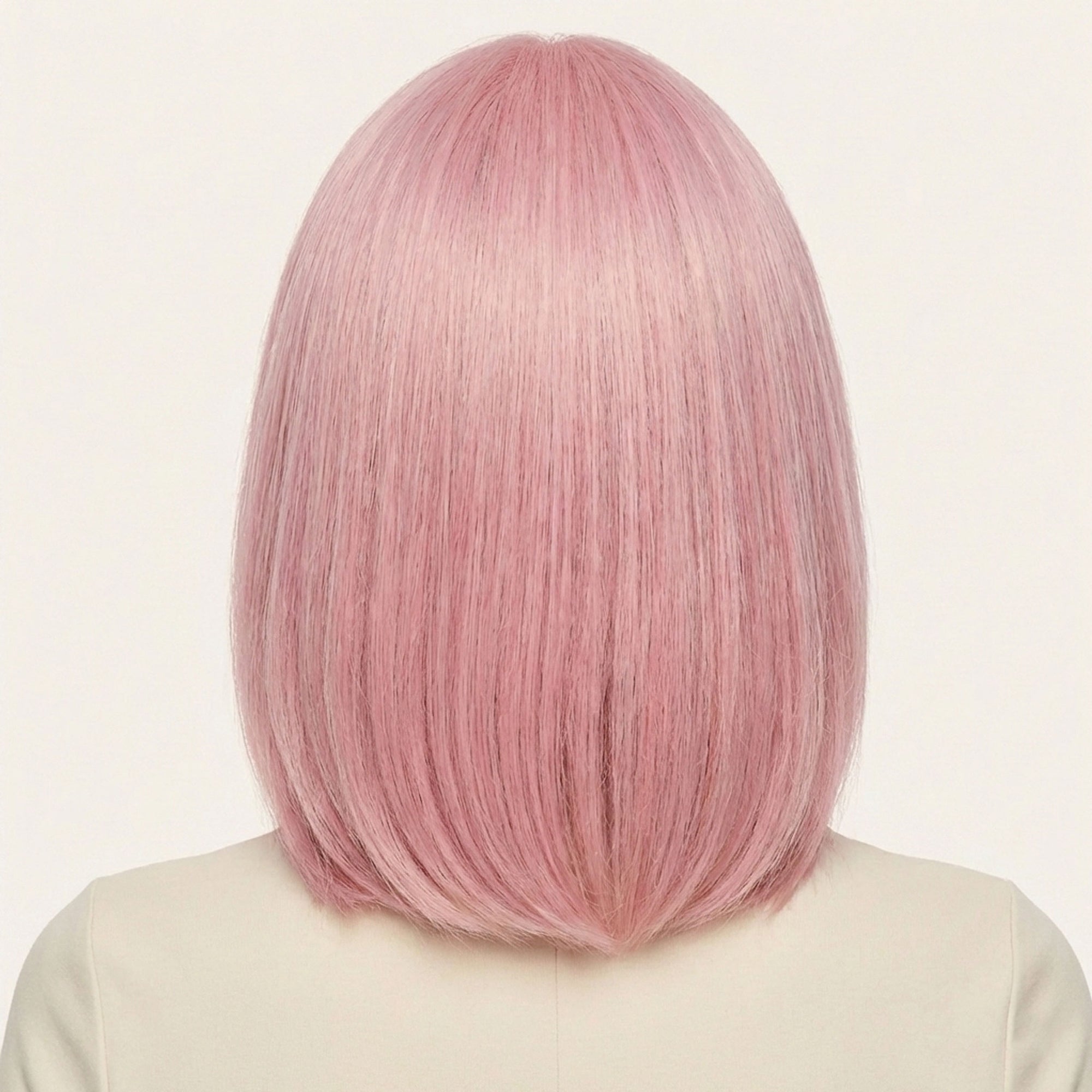 Perruque Synthétique Rose A Frange Courte - Wilhelmine - dos