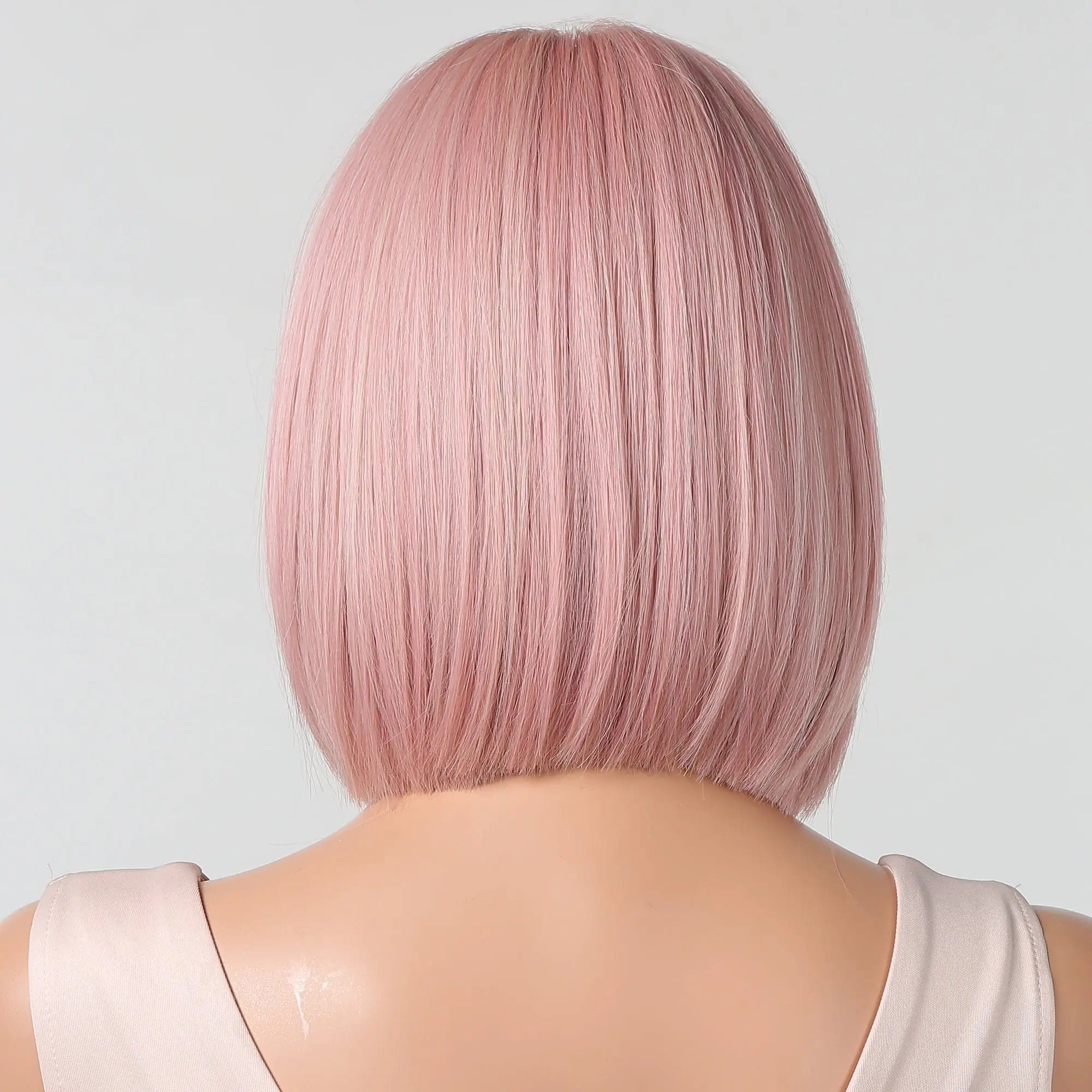 Perruque Synthétique Rose A Frange Courte - Wilhelmine - Perruque Femme
