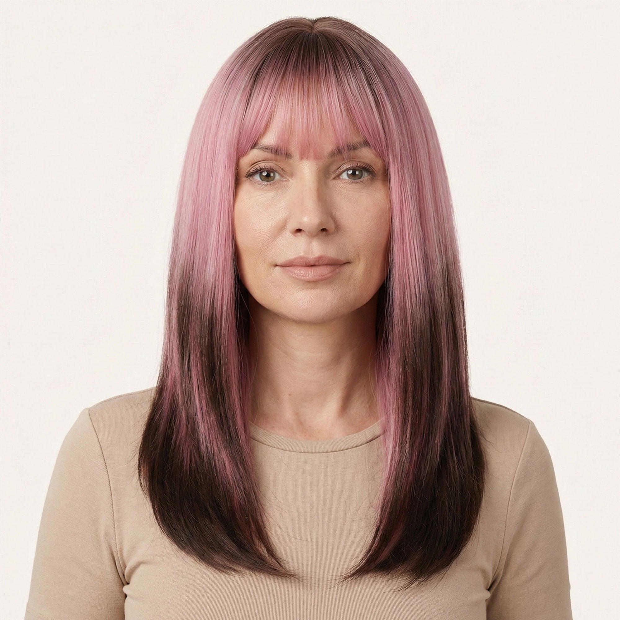 Perruque Synthétique Rose Mi-Longue - Kalliope