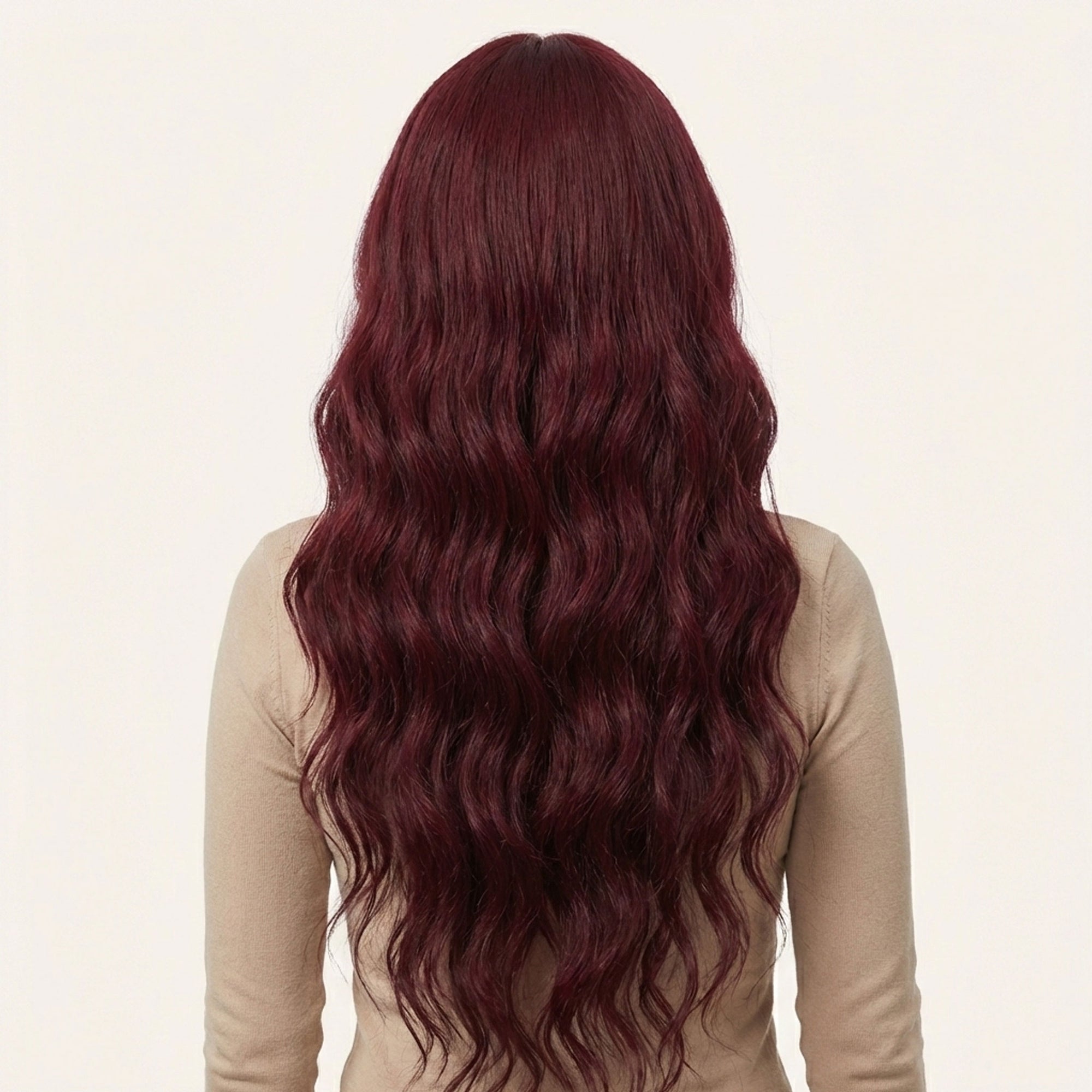 Perruque Synthétique Rouge Bouclée Longue - Delphine - dos