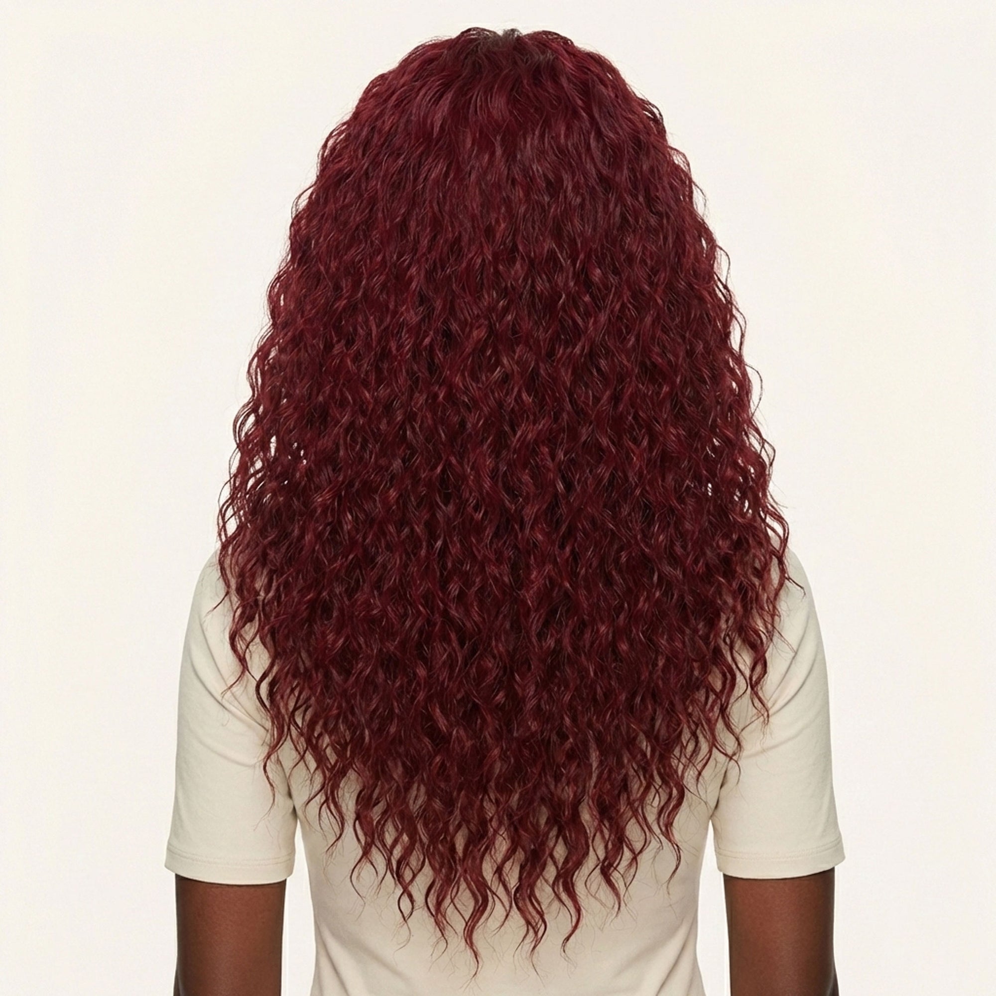 Perruque Synthétique Rouge Bouclée Longue - Florine - dos