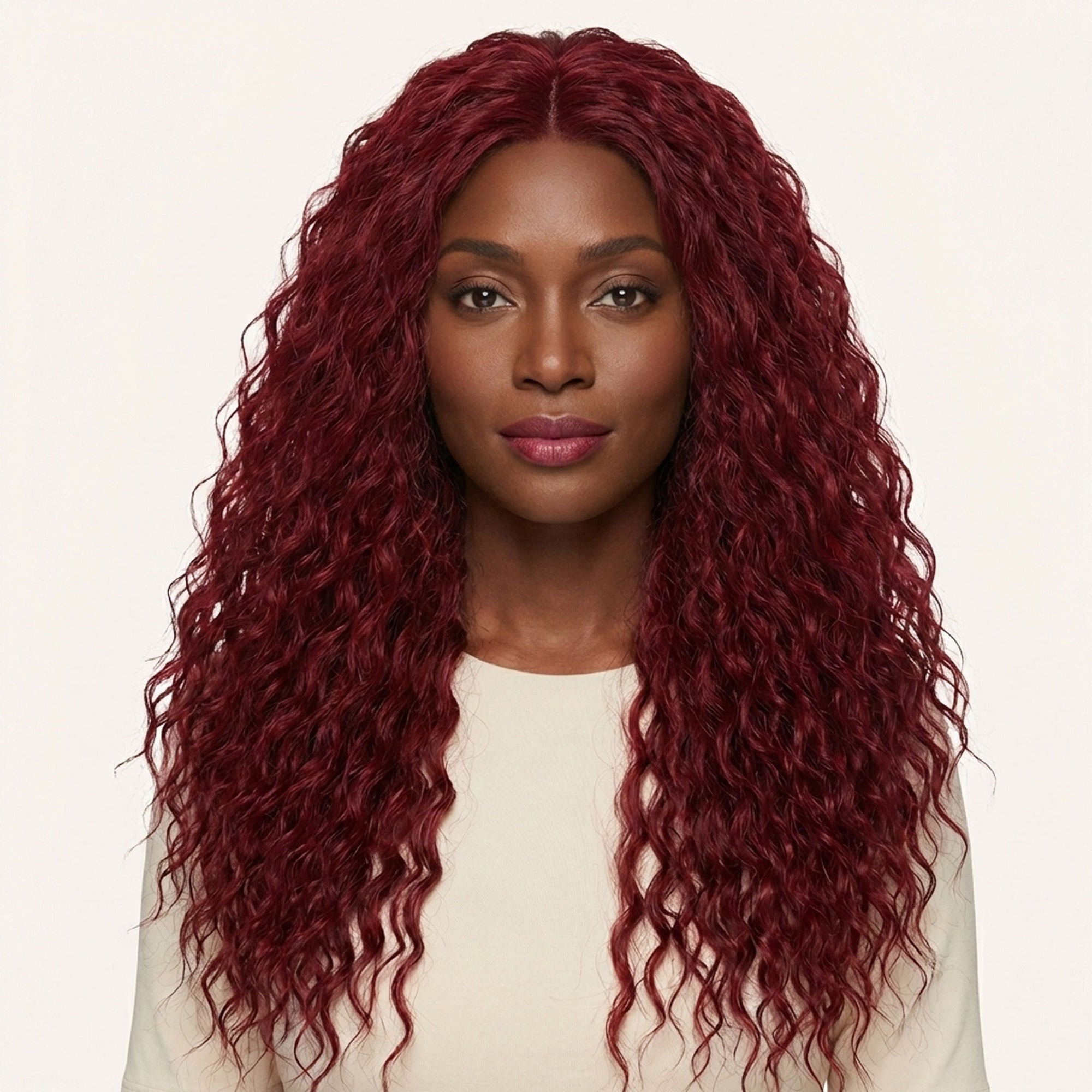 Perruque Synthétique Rouge Bouclée Longue - Florine