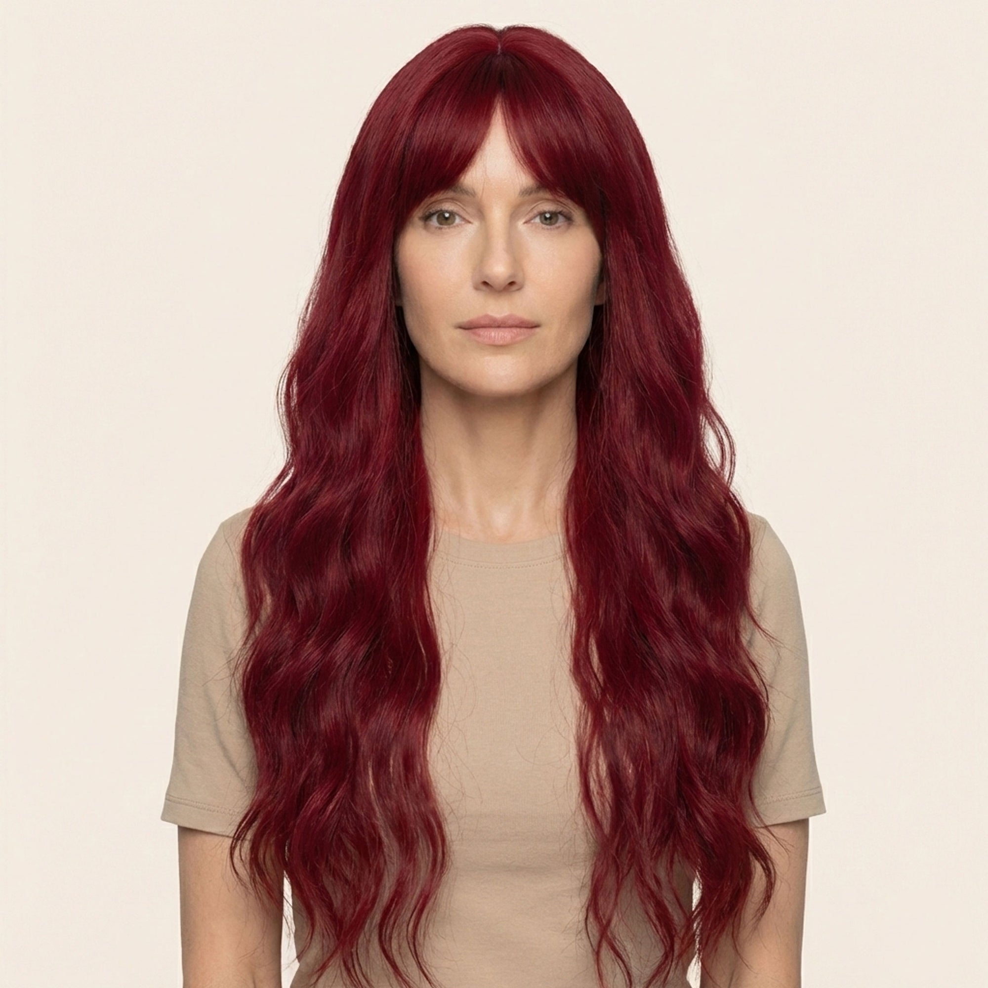 Perruque Synthétique Rouge Bouclée Longue - Pascale