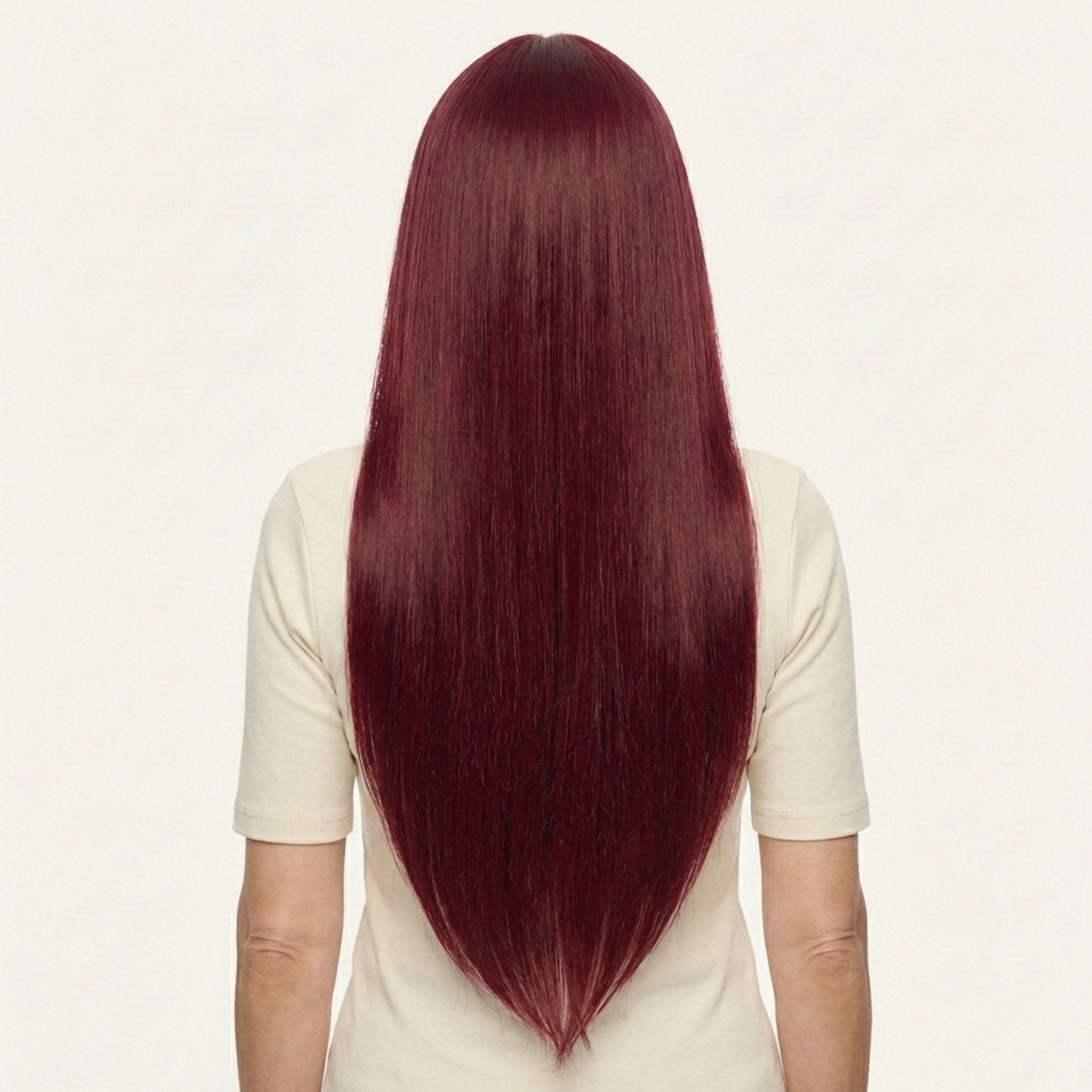 Perruque Synthétique Rouge Longue - Bernice - dos