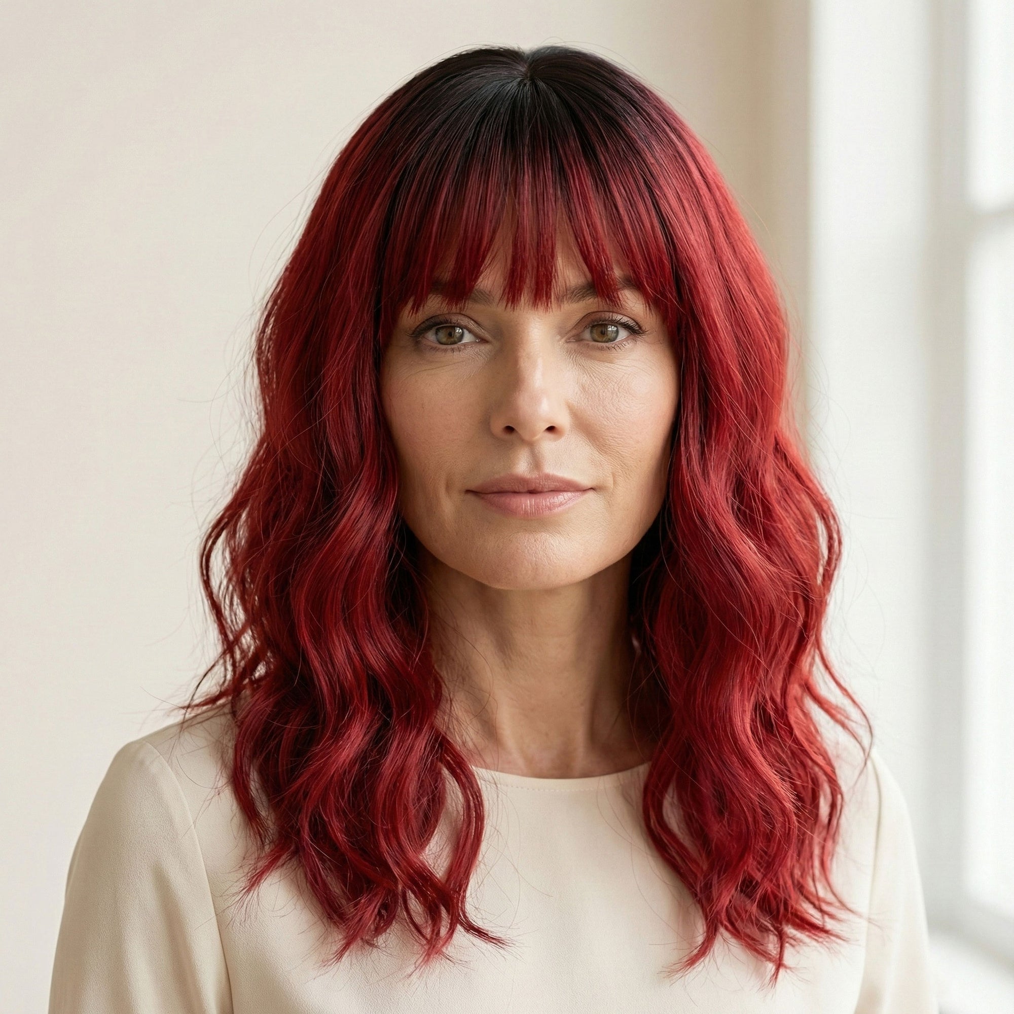Perruque Synthétique Rouge Mi-Longue - Lina