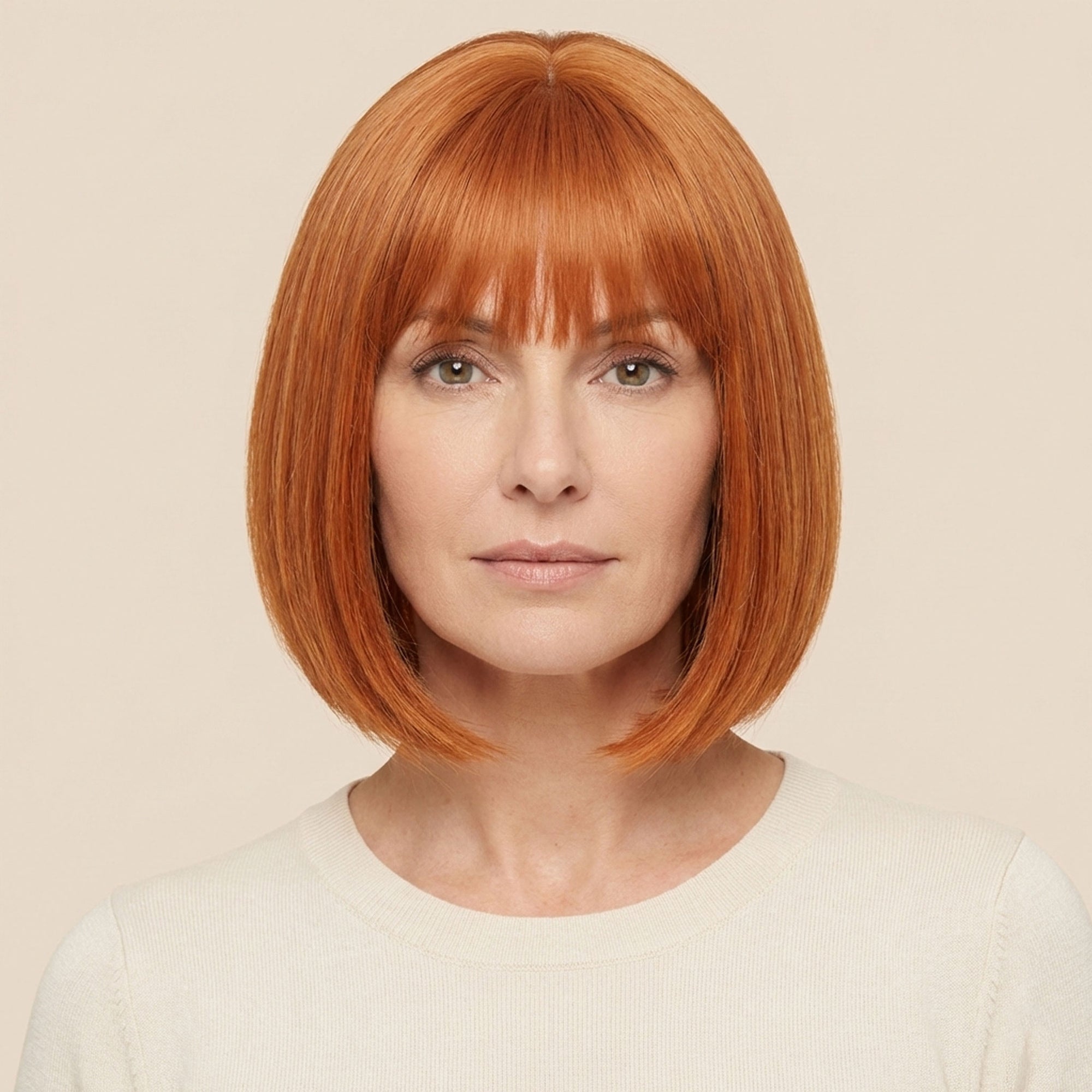 Perruque Synthétique Rousse A Frange - Léonie