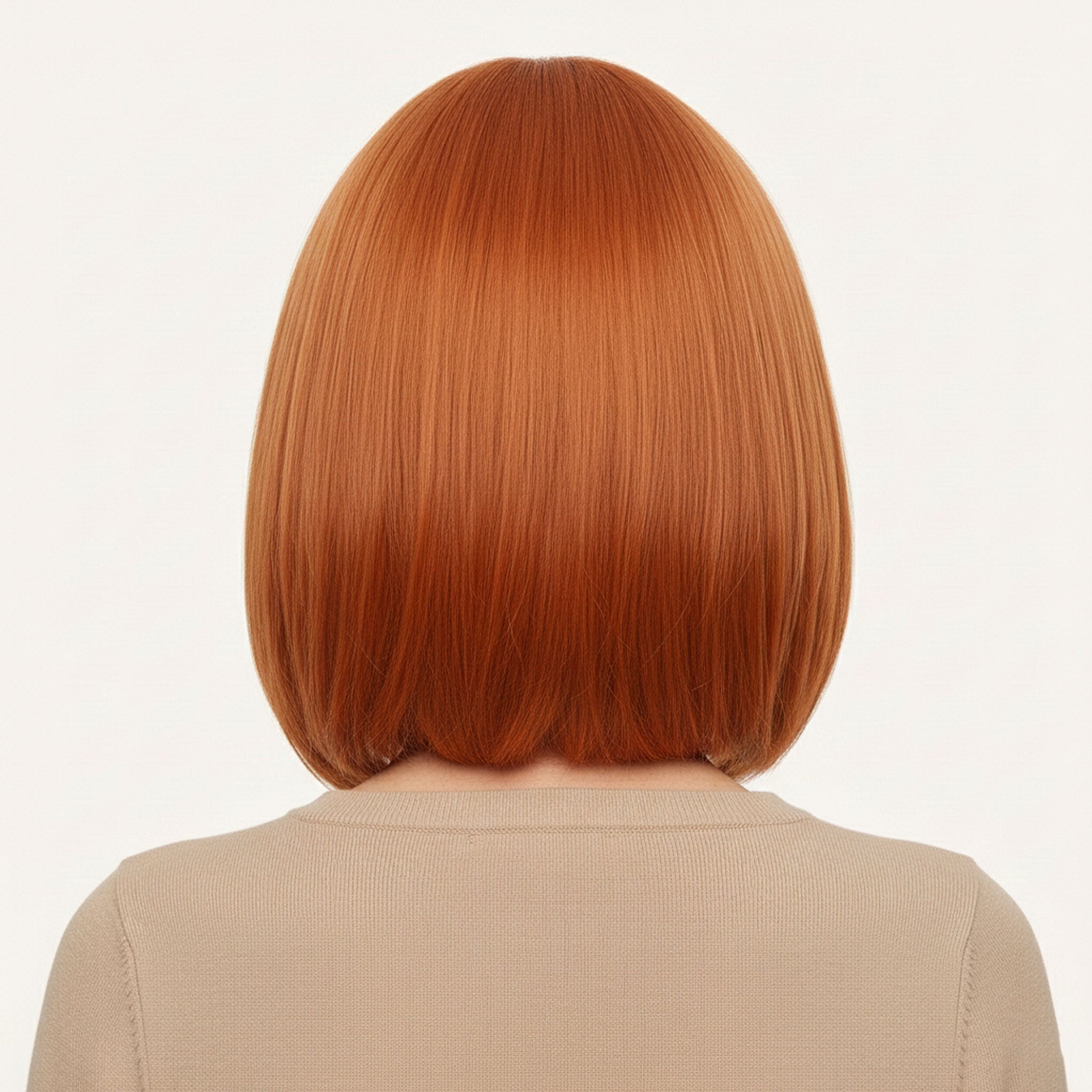 Perruque Synthétique Rousse A Frange Mi-Longue - Léonore