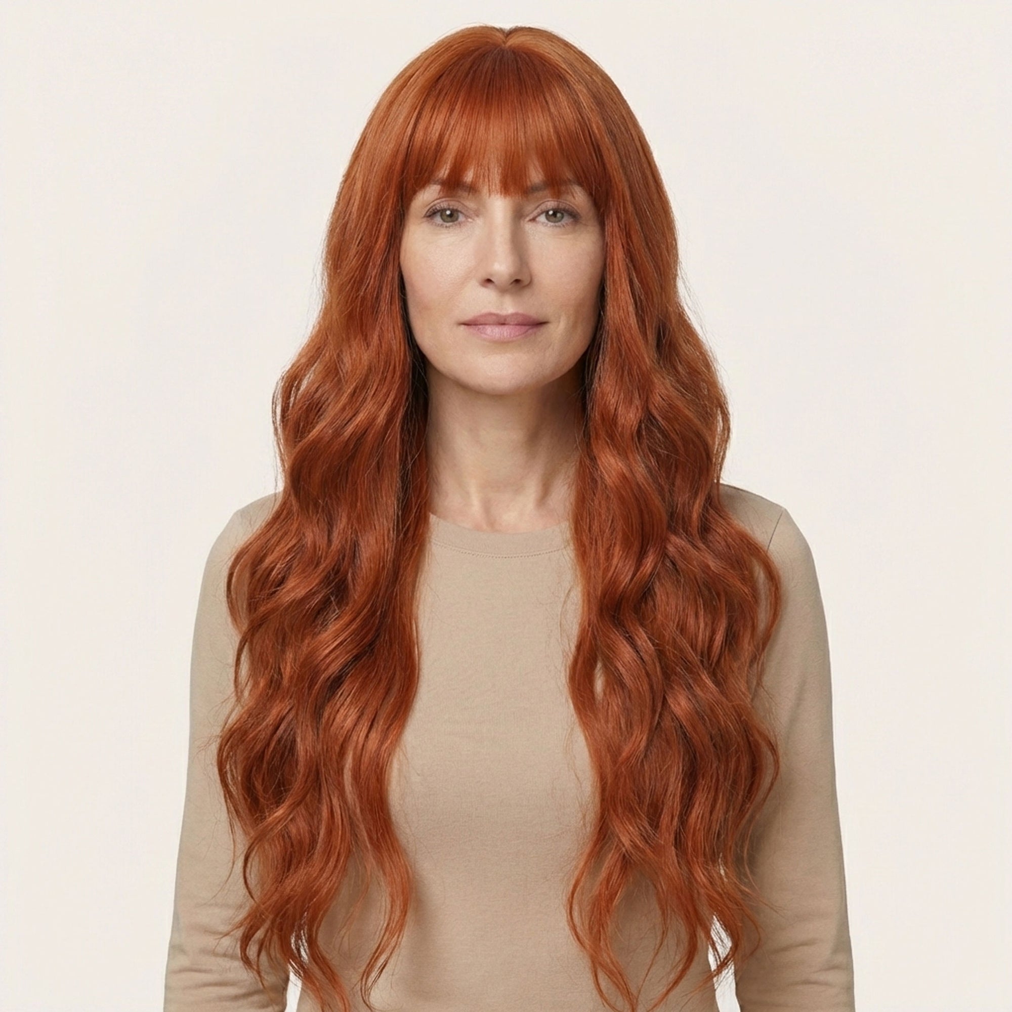 Perruque Synthétique Rousse Bouclée Longue - Odile