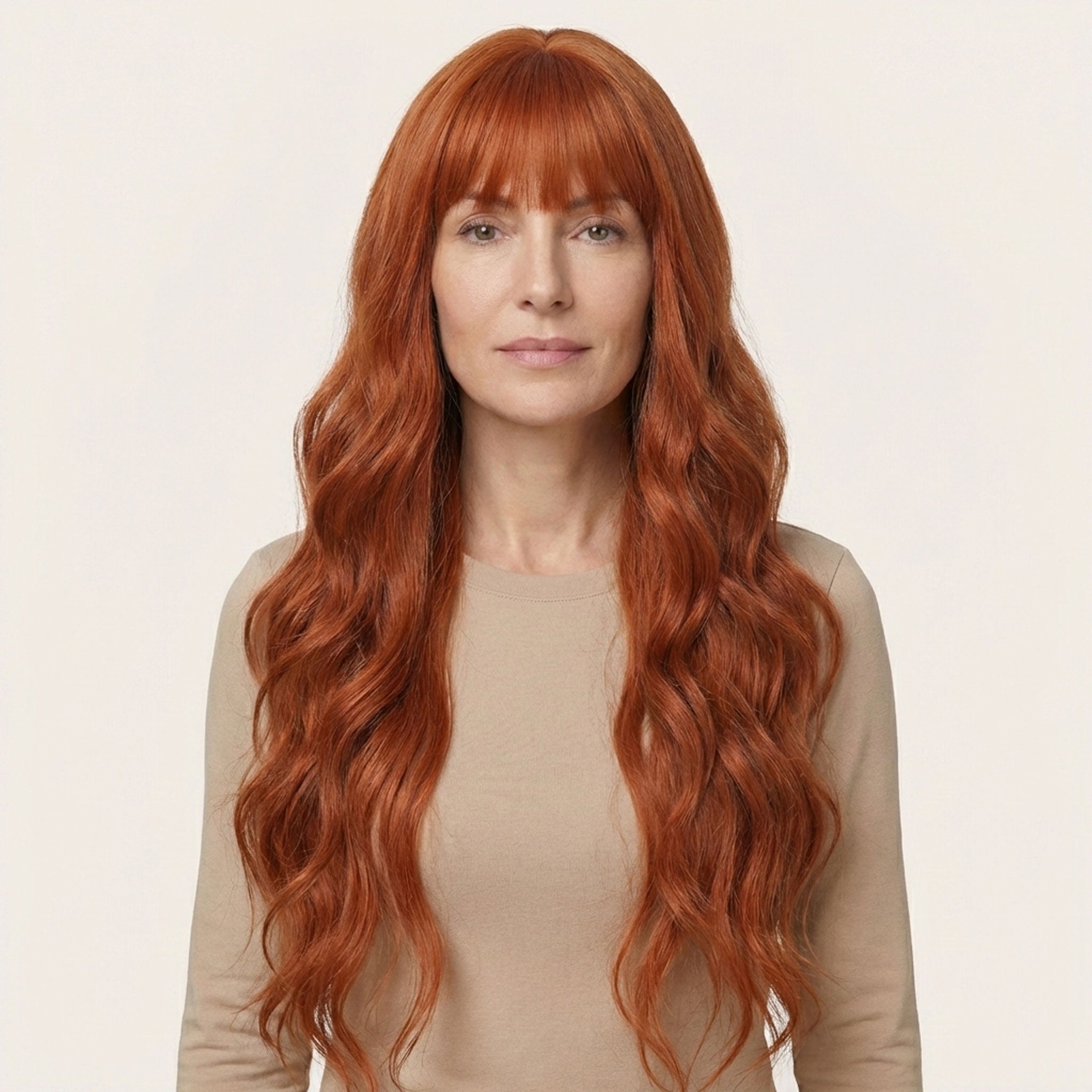 Perruque Synthétique Rousse Bouclée Longue - Odile