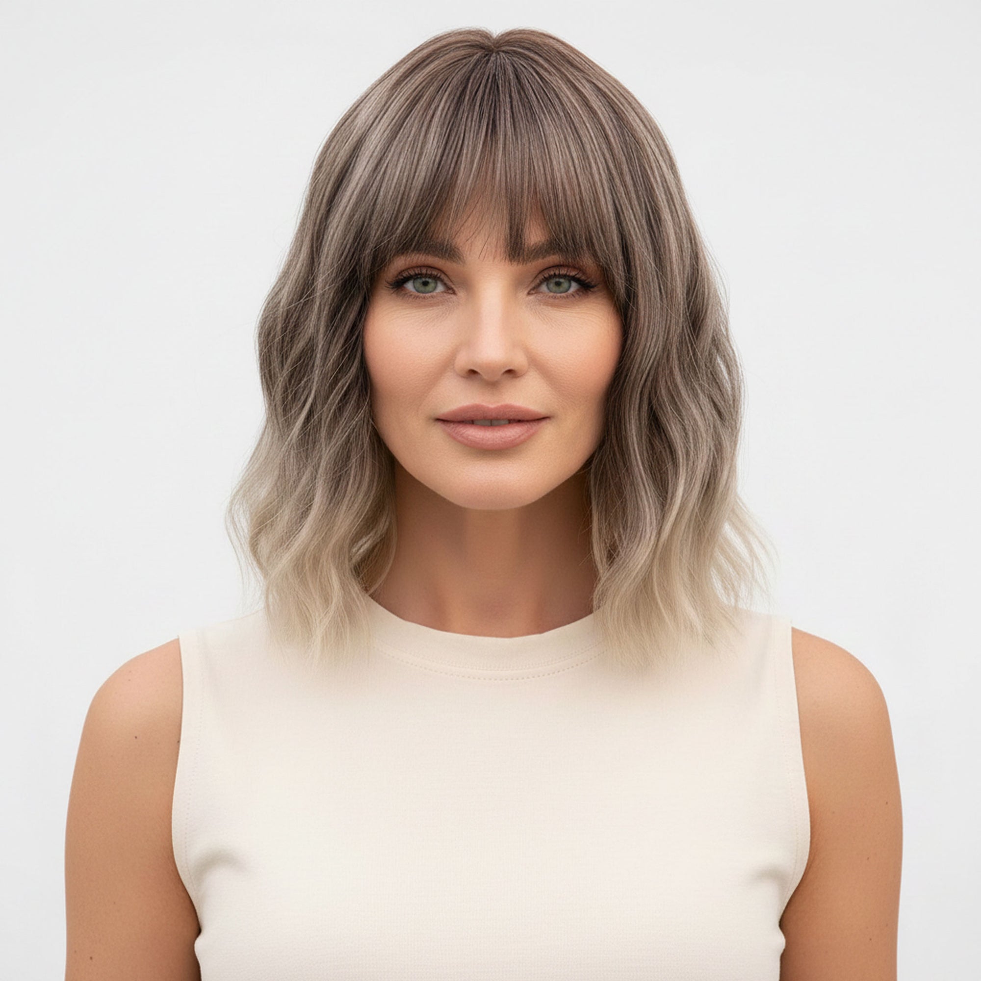 Perruque Synthétique Tie And Dye Brune Miel Mi-Longue - Mireille