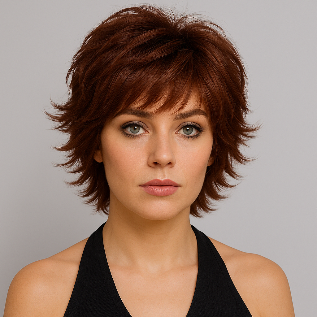 Perruque synthétique Brune Auburn Courte - Alice