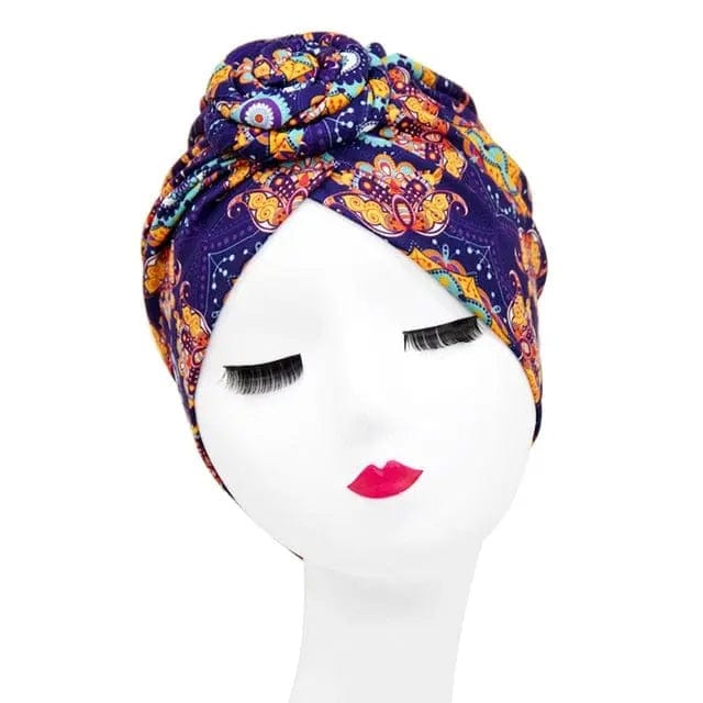 Turban Coton Couleur Mauve - Perruque Femme