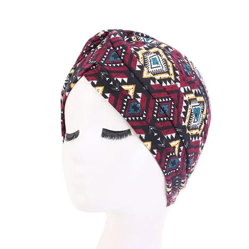 Turban Coton Noir & Rouge - Perruque Femme