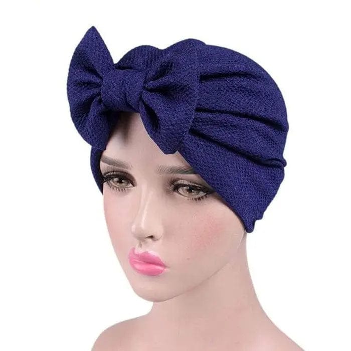 Turban Nœud Bleu Marine - Perruque Femme